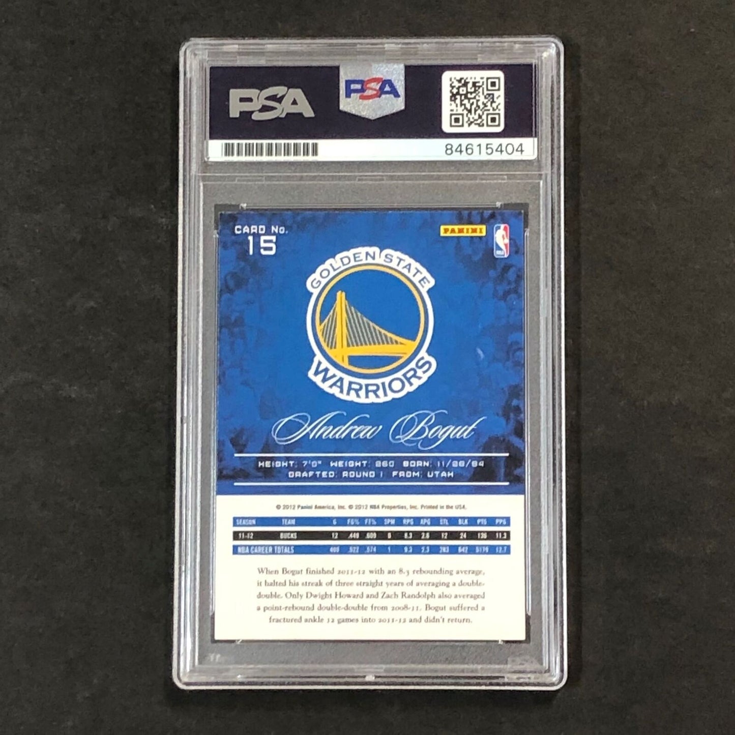 2012-13 Panini Prestige #15 Andrew Bogut Signed Card AUTO 10 PSA Slabbed Warrior