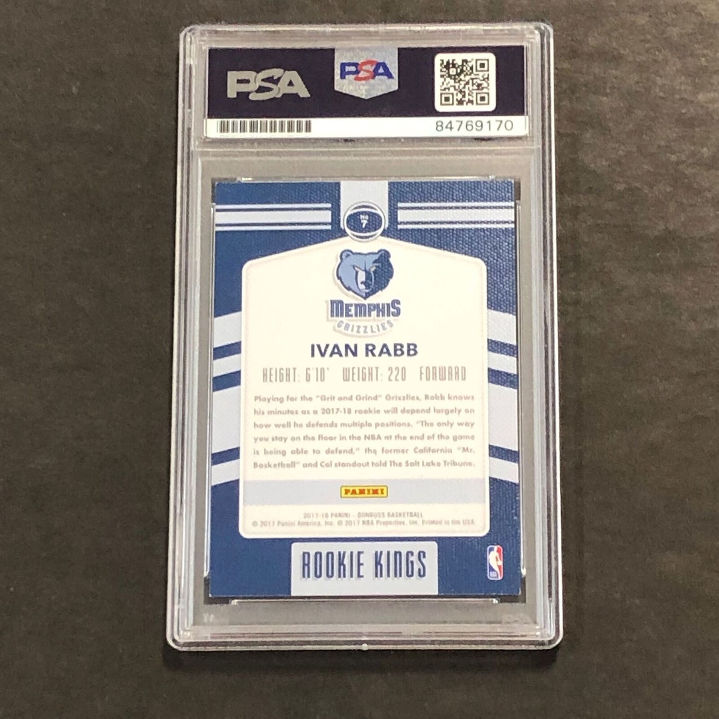 2017-18 Panini Donruss Rookie Kings #7 Ivan Rabb Signed Card AUTO 10 PSA Slabbe
