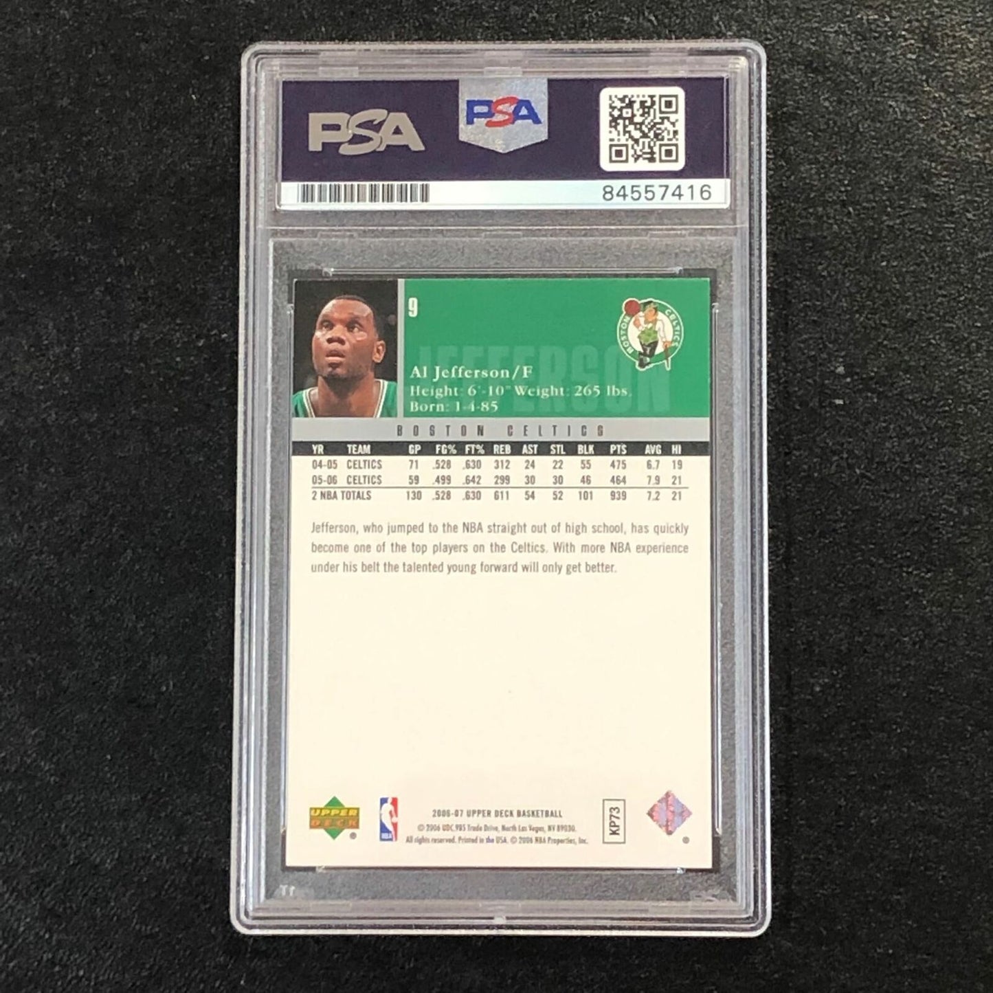 2006-07 Upper Deck #9 AL JEFFERSON Signed Card AUTO PSA Slabbed Celtics
