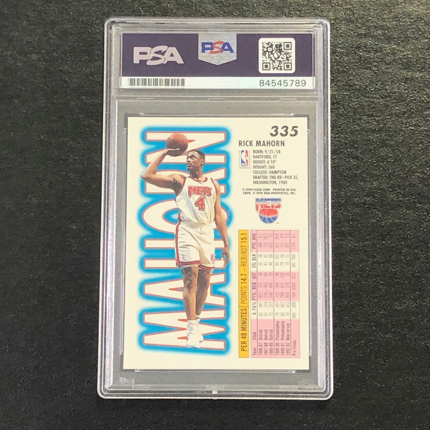 1993-94 Fleer #335 Rick Mahorn Signed Card AUTO 10 PSA Slabbed New Jersey Nets