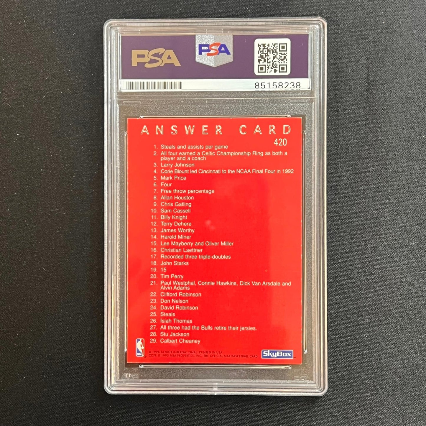 1995 Skybox Answer Card #420 Jerry West signed Trading Card PSA/DNA AUTO 10 Slab