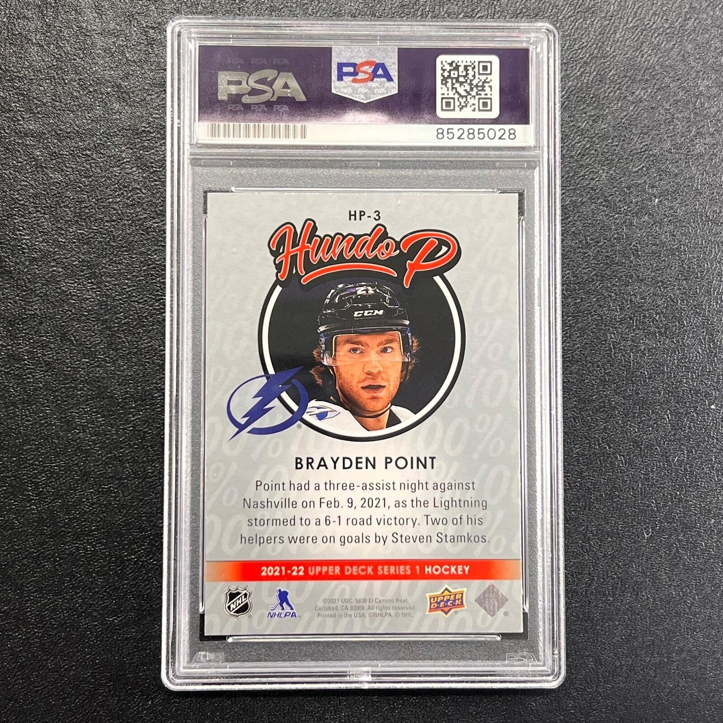 2020-21 Upper Deck Series 1 Hundo P #HP-3 Brayden Point Signed Card AUTO PSA/DNA