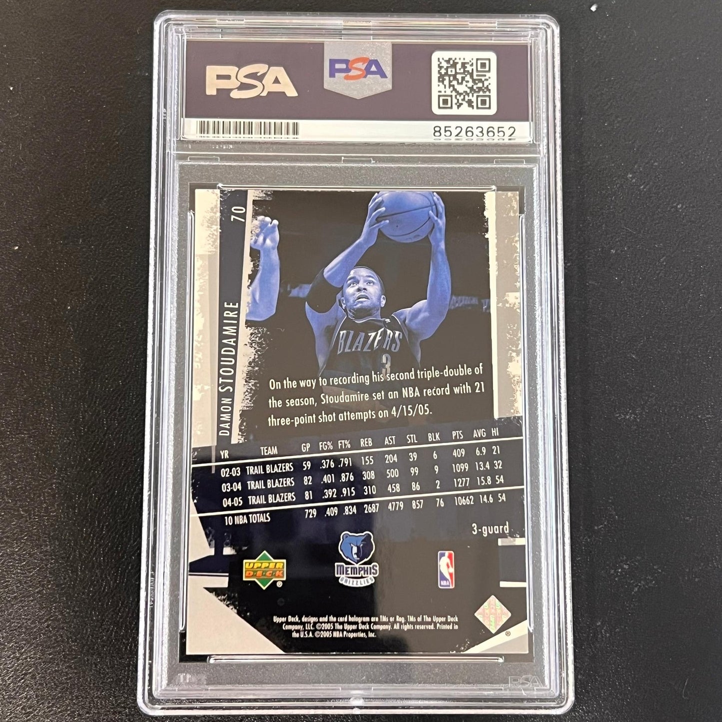 2005-06 Upper Deck Slam! #70 DAMON STOUDAMIRE Signed Card AUTO PSA Slabbed Grizz