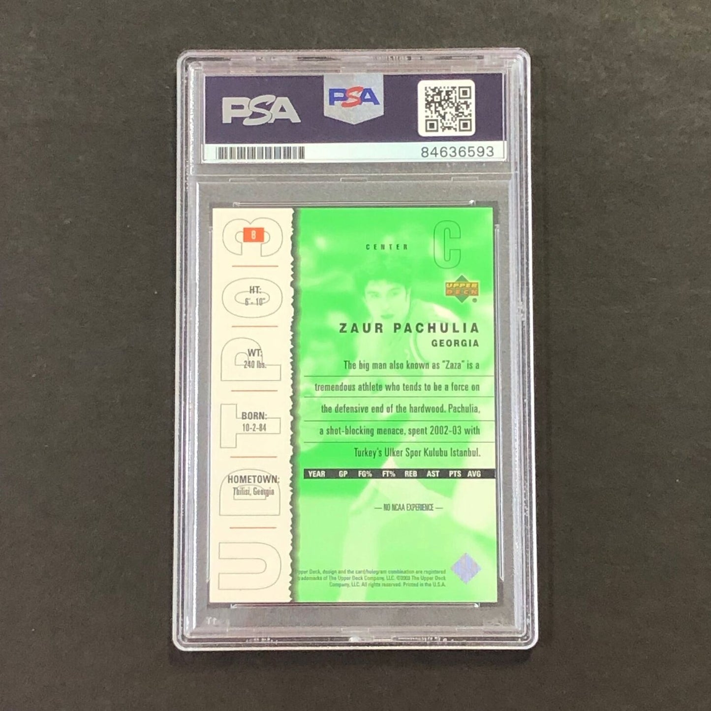 2003 Upper Deck Top Prospects #8 Zaza Pachulia Signed Card AUTO PSA Slabbed