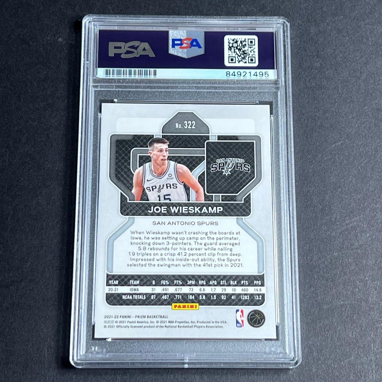 2021-22 Panini Prizim #322 Joe Wieskamp Signed Card AUTO PSA/DNA Slabbed RC Spur