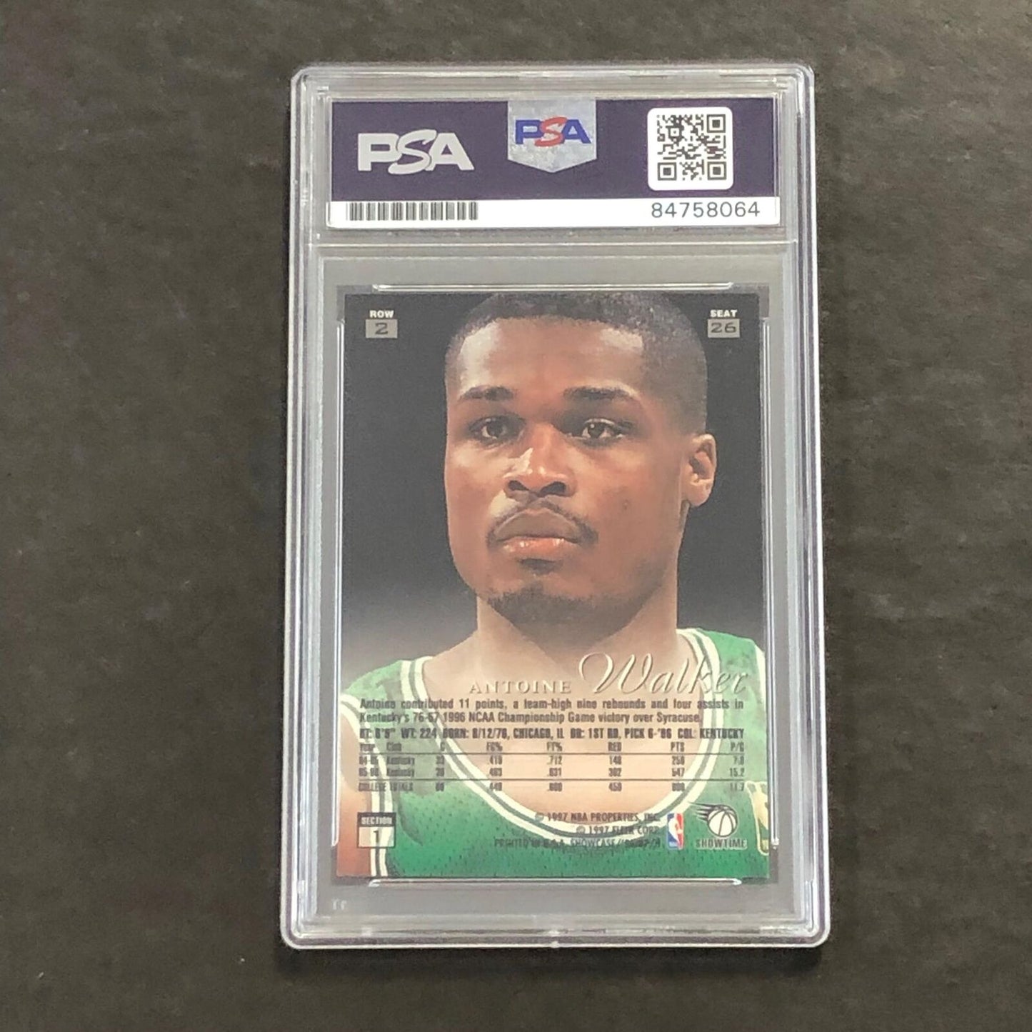 1996-97 Flair Showcase Row 2 Antoine Walker Signed Card AUTO PSA Slabbed Celtics