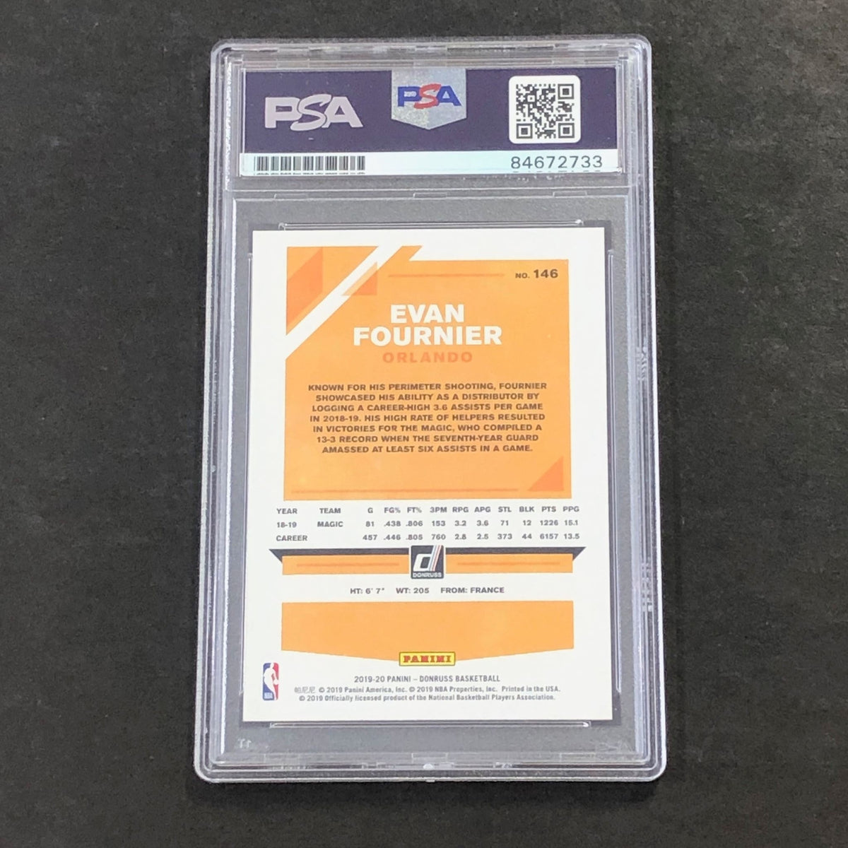 2019-20 Panini Donruss #146 Evan Fournier Signed Card AUTO GRADE 10 PSA Slabbed