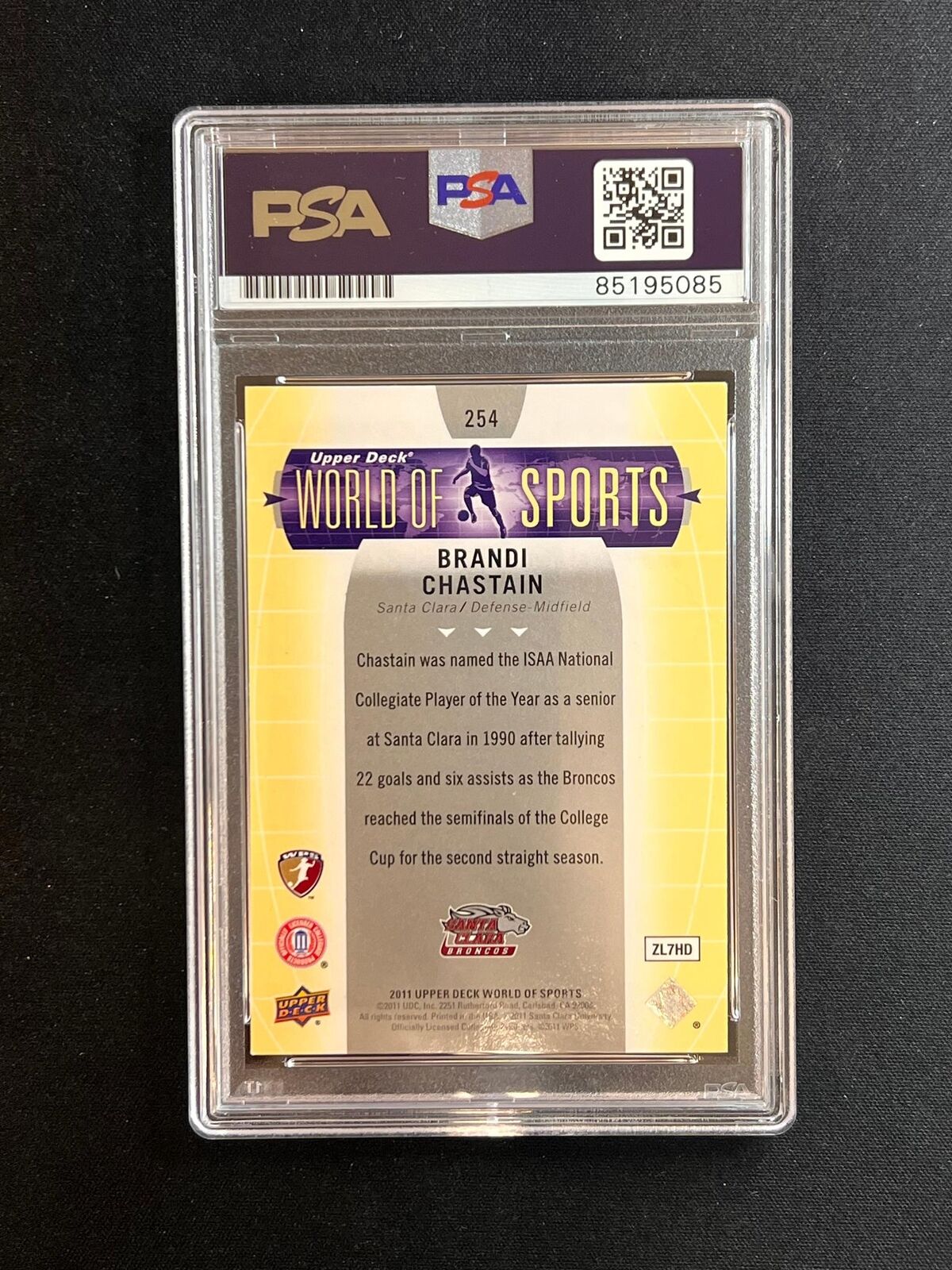 2011 Upperdeck World of Sports #254 Brandy Chastain Signed Card AUTO PSA Slabbed