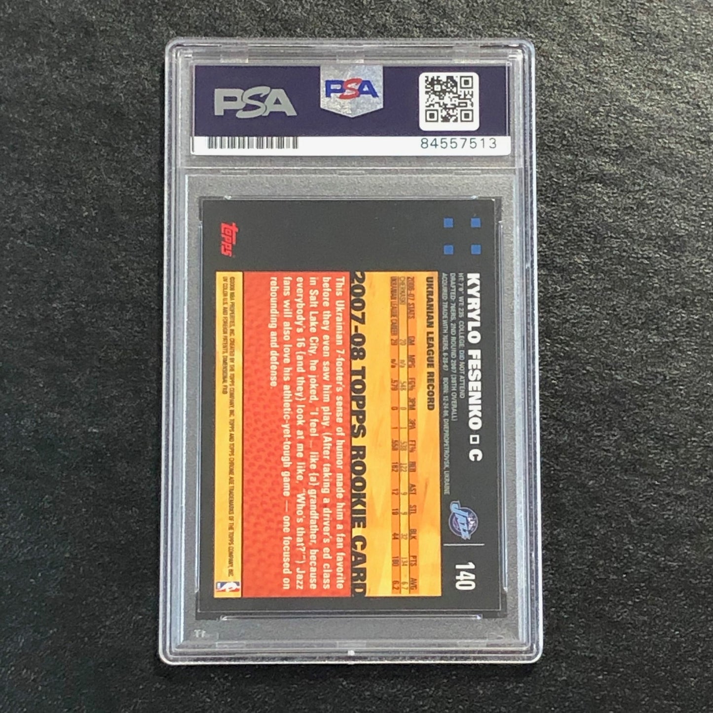 2007-08 Topps Chrome #140 Kyrylo Fesenko Signed Card PSA/DNA AUTO 10 Slabbed Jaz