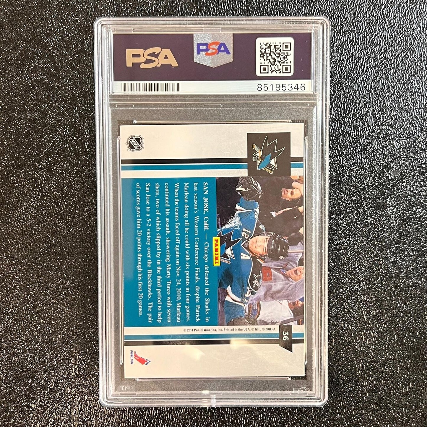 2011 Panini #36 PATRICK MARLEAU signed card PSA/DNA San Jose Sharks Slabbed