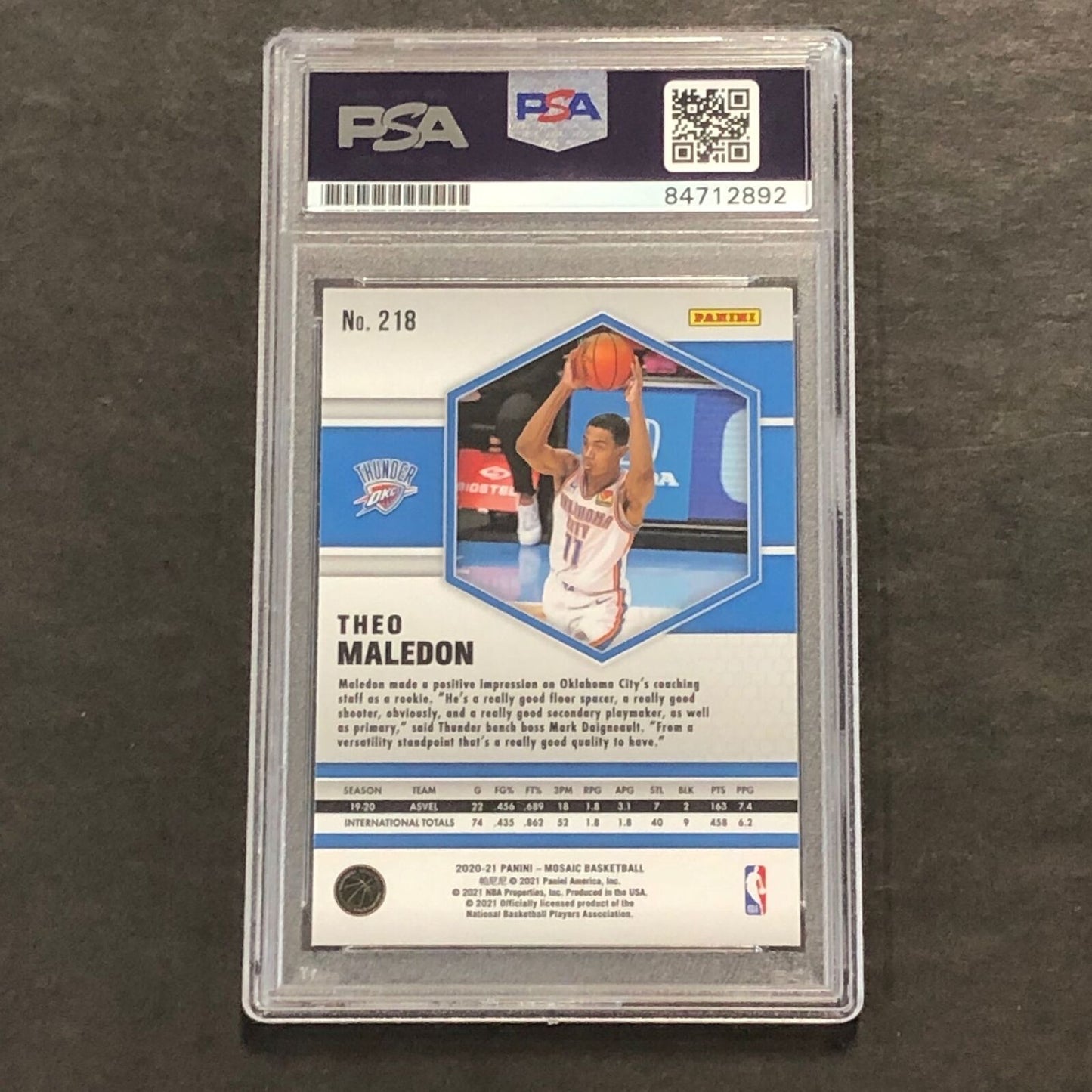 2020-21 Panini Mosaic #218 Theo Maledon Signed Card AUTO PSA Slabbed RC
