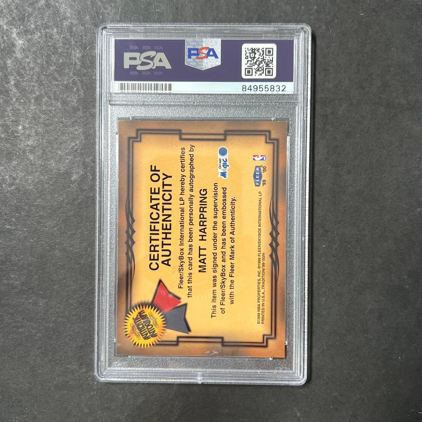 1999-2000 Fleer Tradition FreshInk Matt Harpring Signed Card AUTO PSA Slabbed Ma
