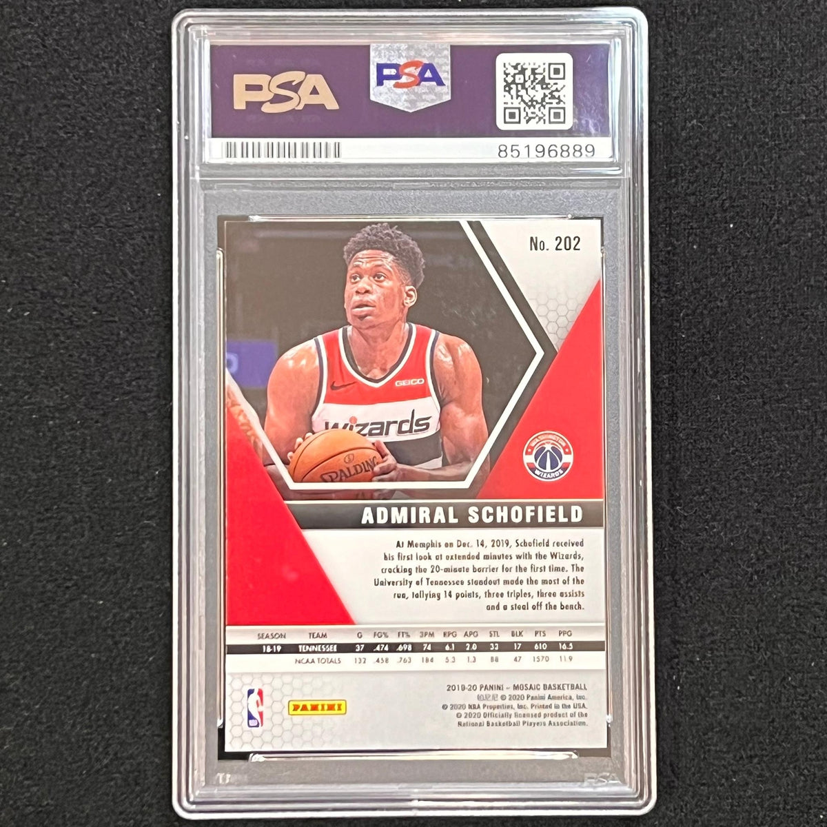 2019-20 Panini Mosaic #202 Admiral Schofield Signed Card AUTO PSA Slabbed RC Wiz