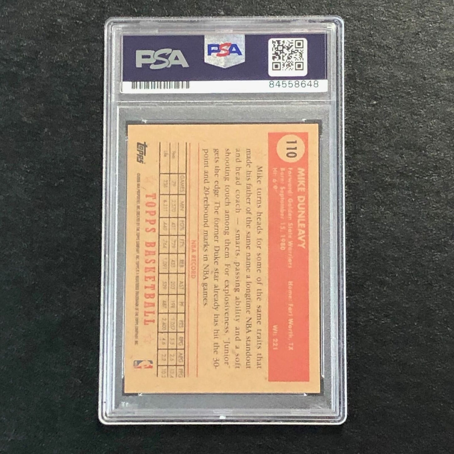 2005-06 Topps 1952 Style #110 Mike Dunleavy Signed Card AUTO PSA Warriors