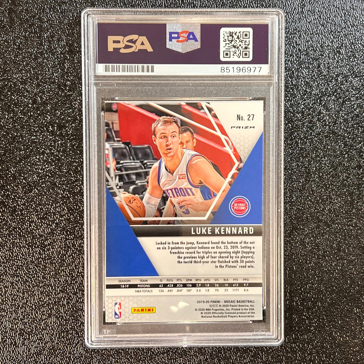 2019-20 Panini Mosaic #27 Luke Kennard Signed AUTO PSA Slabbed Pistons