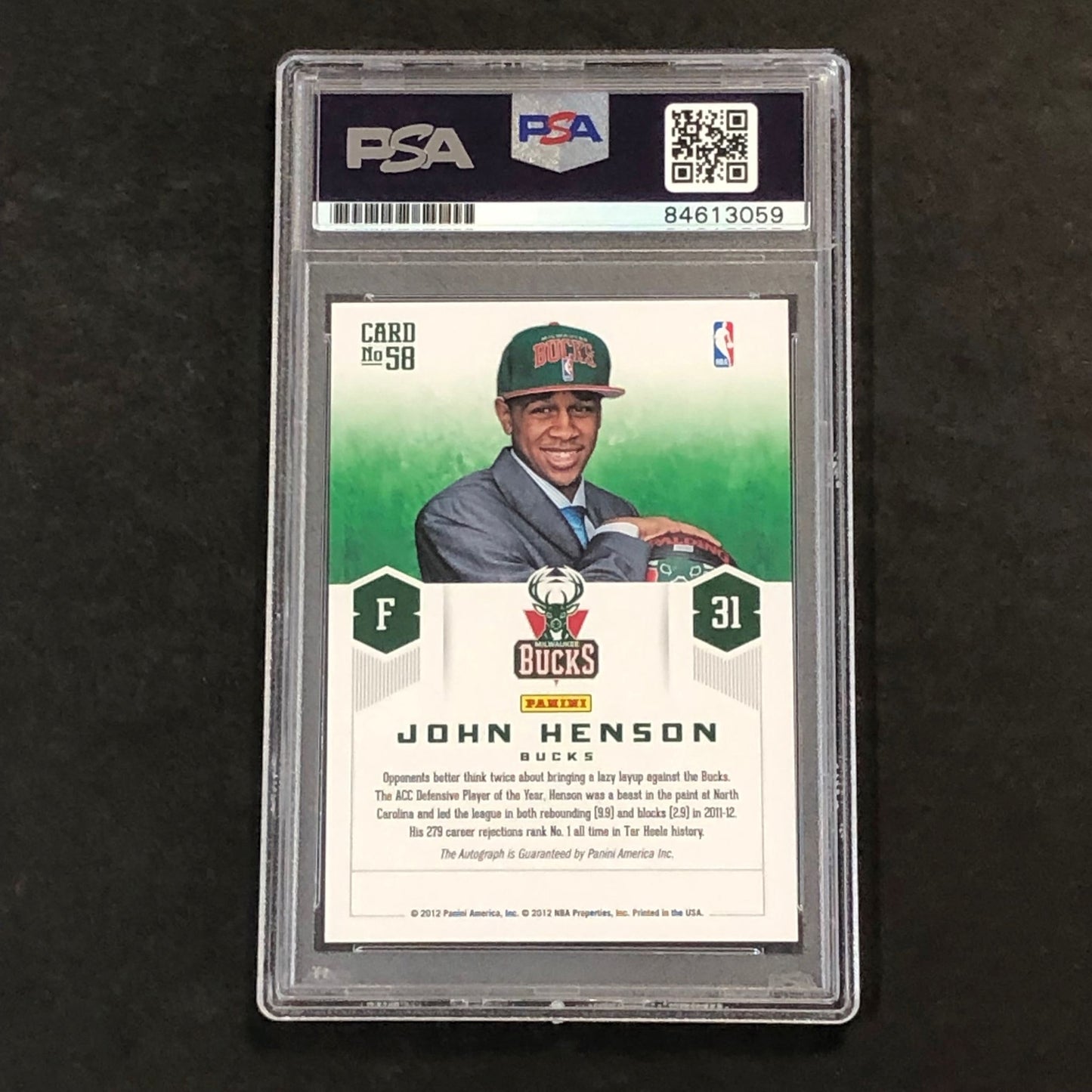 2012-13 Panini Prestige Prestigious Picks #58 John Henson Signed Card AUTO PSA S