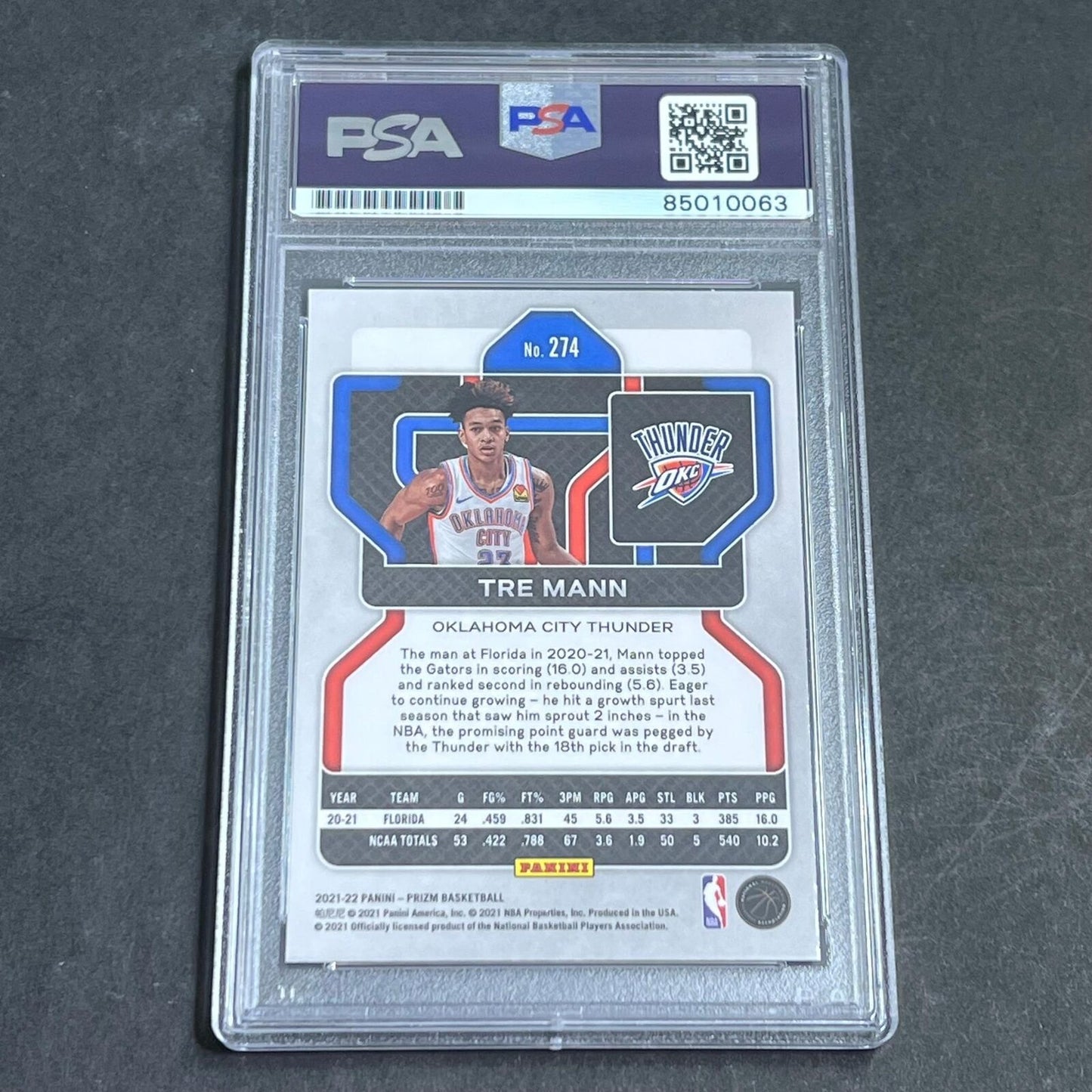 2021-22 Panini Prizm #274 Tre Mann Signed AUTO PSA Slabbed Thunder