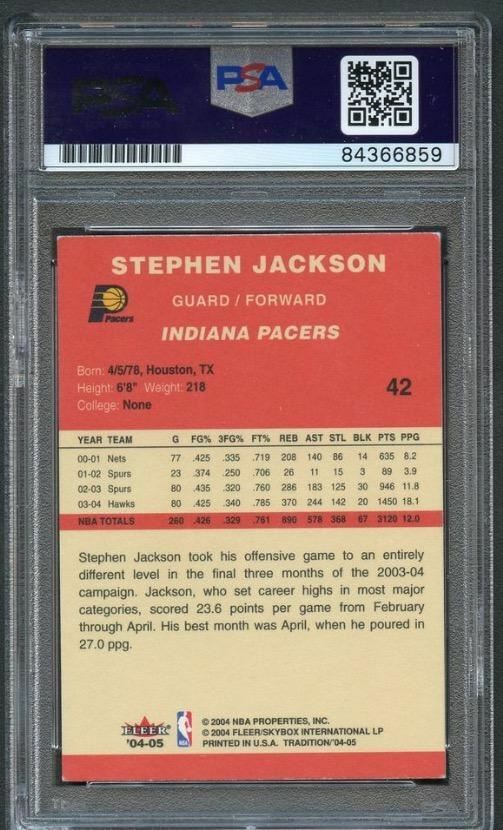 2004-05 Fleer Tradition #42 Stephen Jackson Signed Card AUTO PSA Slabbed Pacers