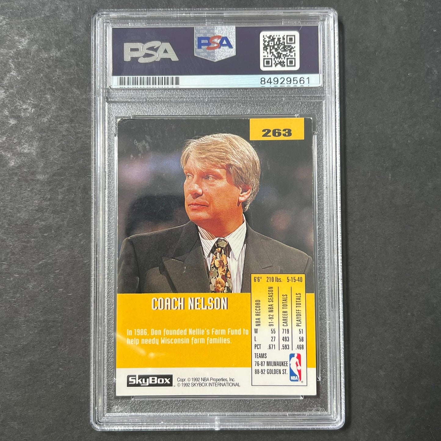 1992 Skybox #263 Don Nelson Signed Card AUTO PSA Slabbed Warriors