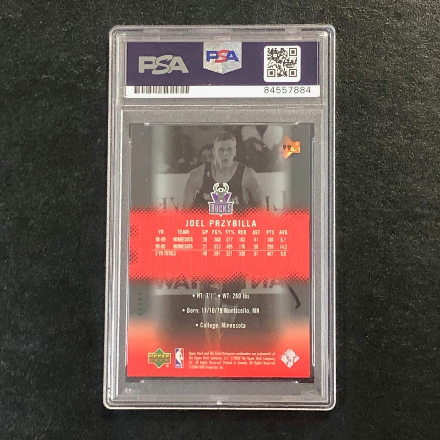 2000-01 Upper Deck Slam #99 Joel Przybilla Signed Card AUTO PSA Slabbed Bucks