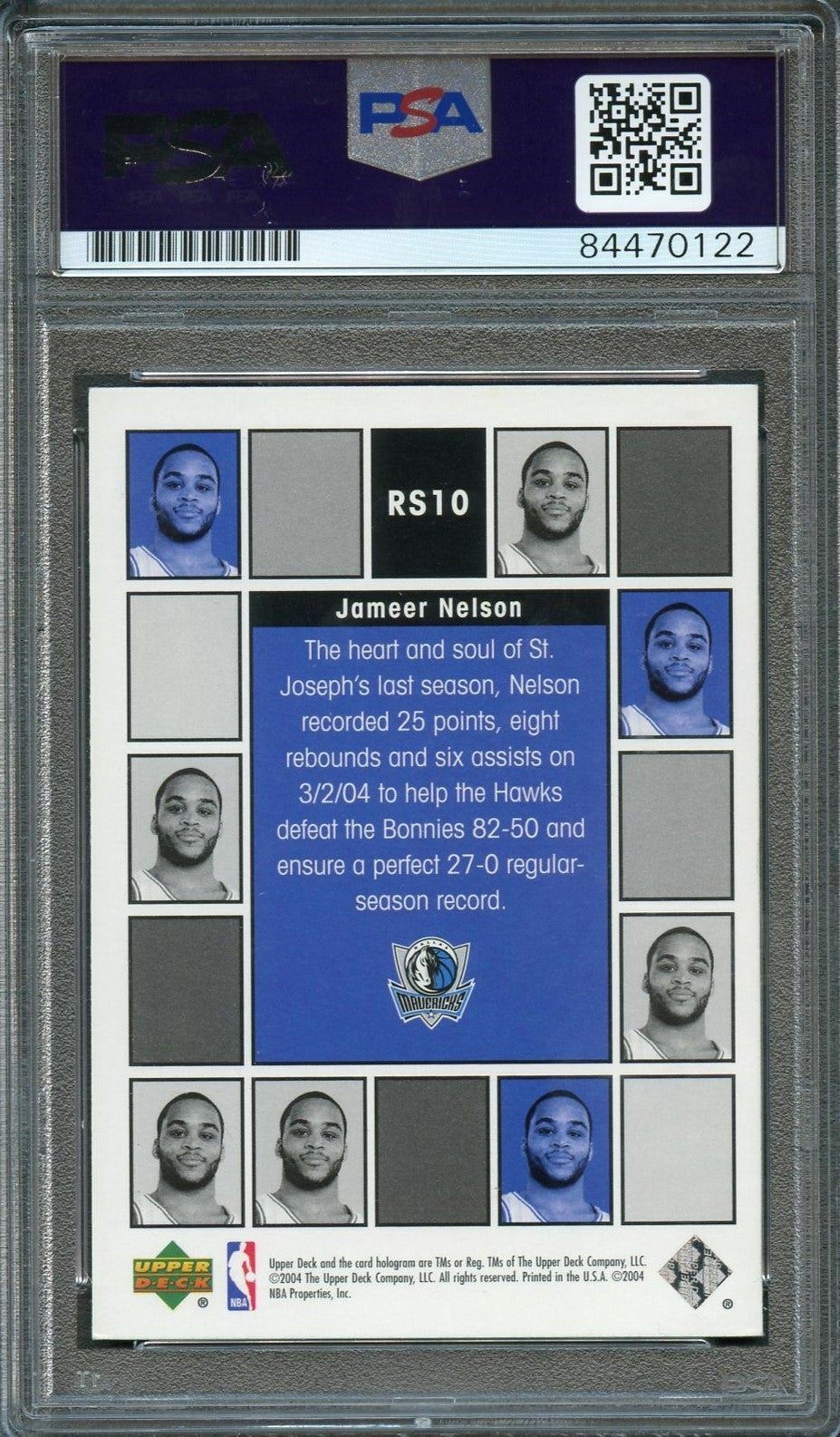 2004-05 Upper Deck Rookie Scrapbook #RS10 JAMEER NELSON Signed Card AUTO PSA Sla