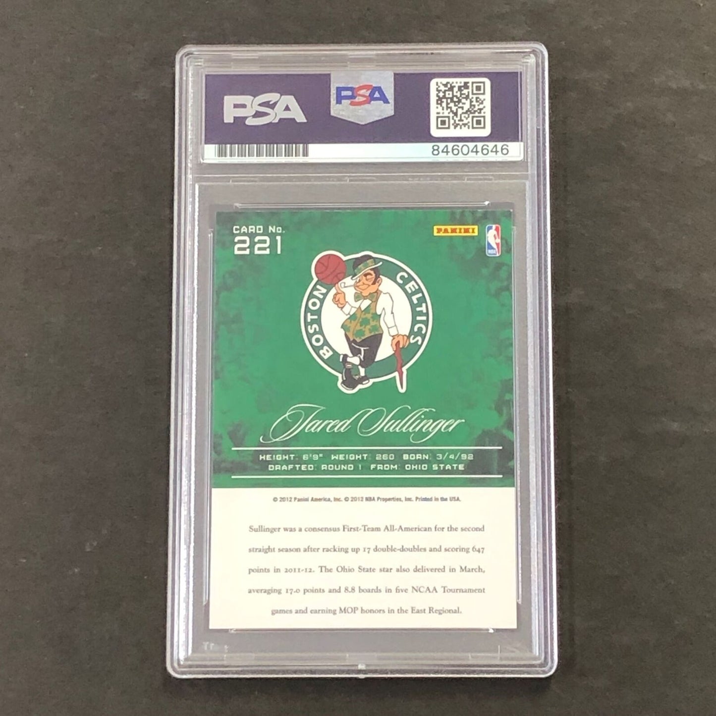 2012-13 Panini Prestige #221 Jared Sullinger Signed Card AUTO 10 PSA/DNA Slabbed