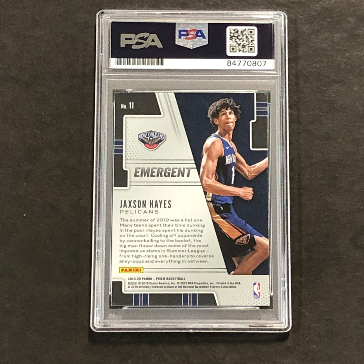 2019-20 Panini Prizm Emergent #11 Jaxson Hayes Signed Card AUTO PSA Slabbed RC P