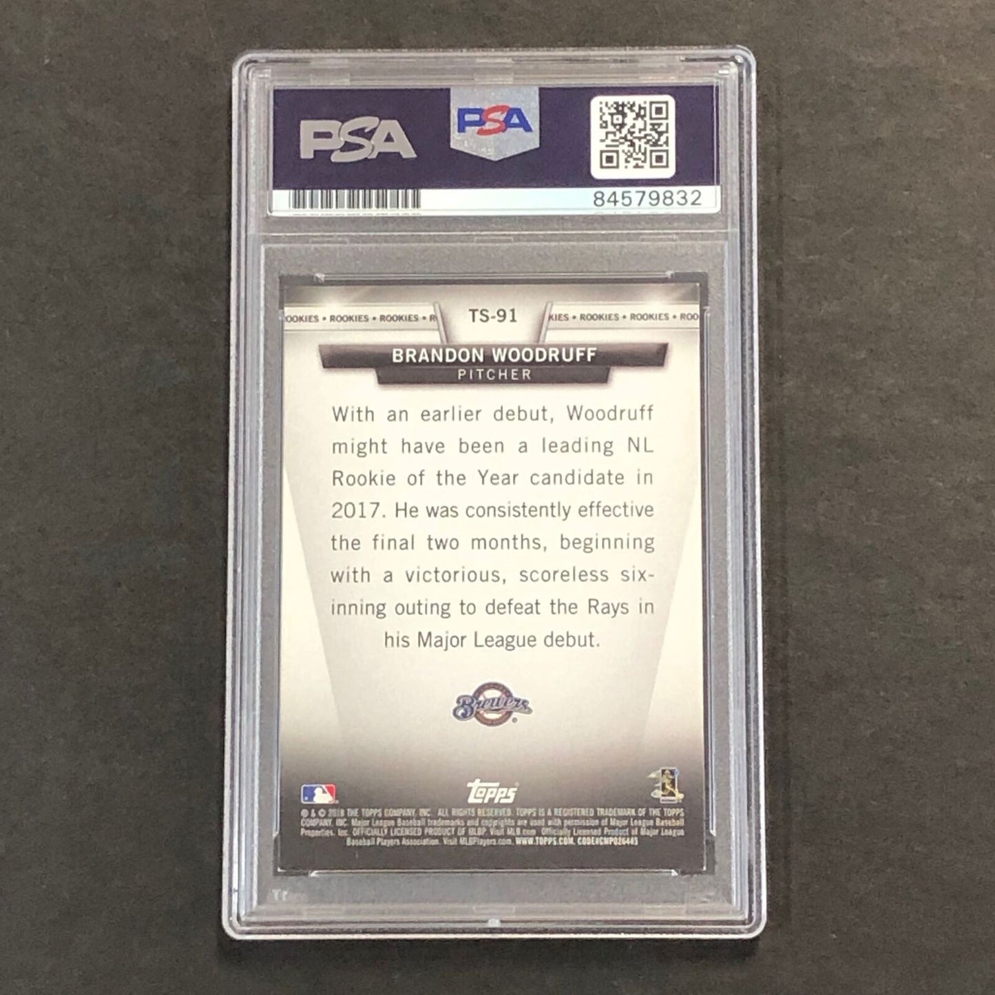 2018 TOPPS SERIES 1 Salute #TS-91 Brandon Woodruff Signed Card PSA Slabbed Auto