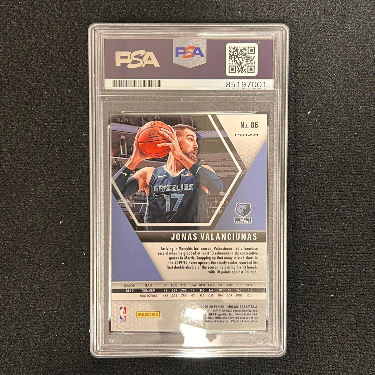 2019-20 Panini Mosaic #86 Jonas Valanciunas Signed Card AUTO PSA Slabbed Grizzli