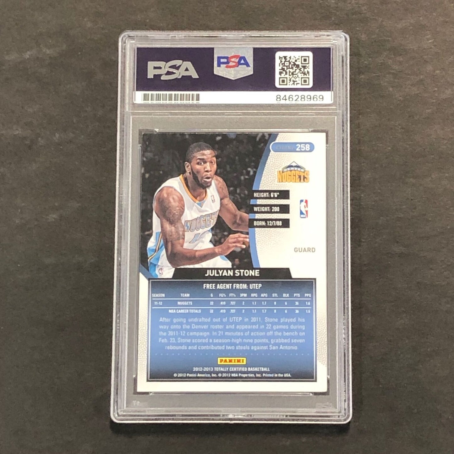 2012-13 Panini Totally Certified #258 Julyan Stone Signed Card AUTO GRADE 10 PSA