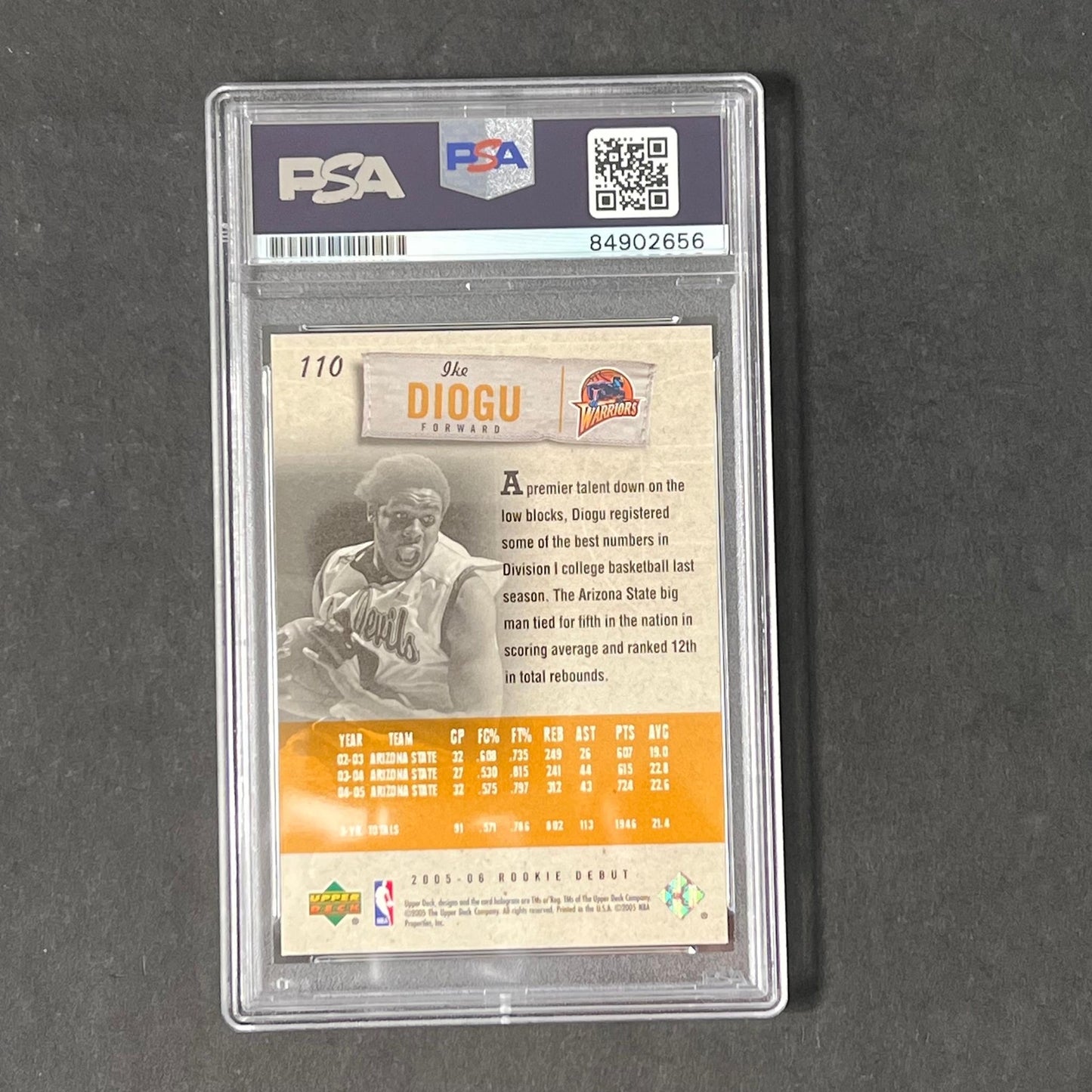 2005-06 Upper Deck #110 Ike Diogu Signed Card AUTO PSA Slabbed Warriors