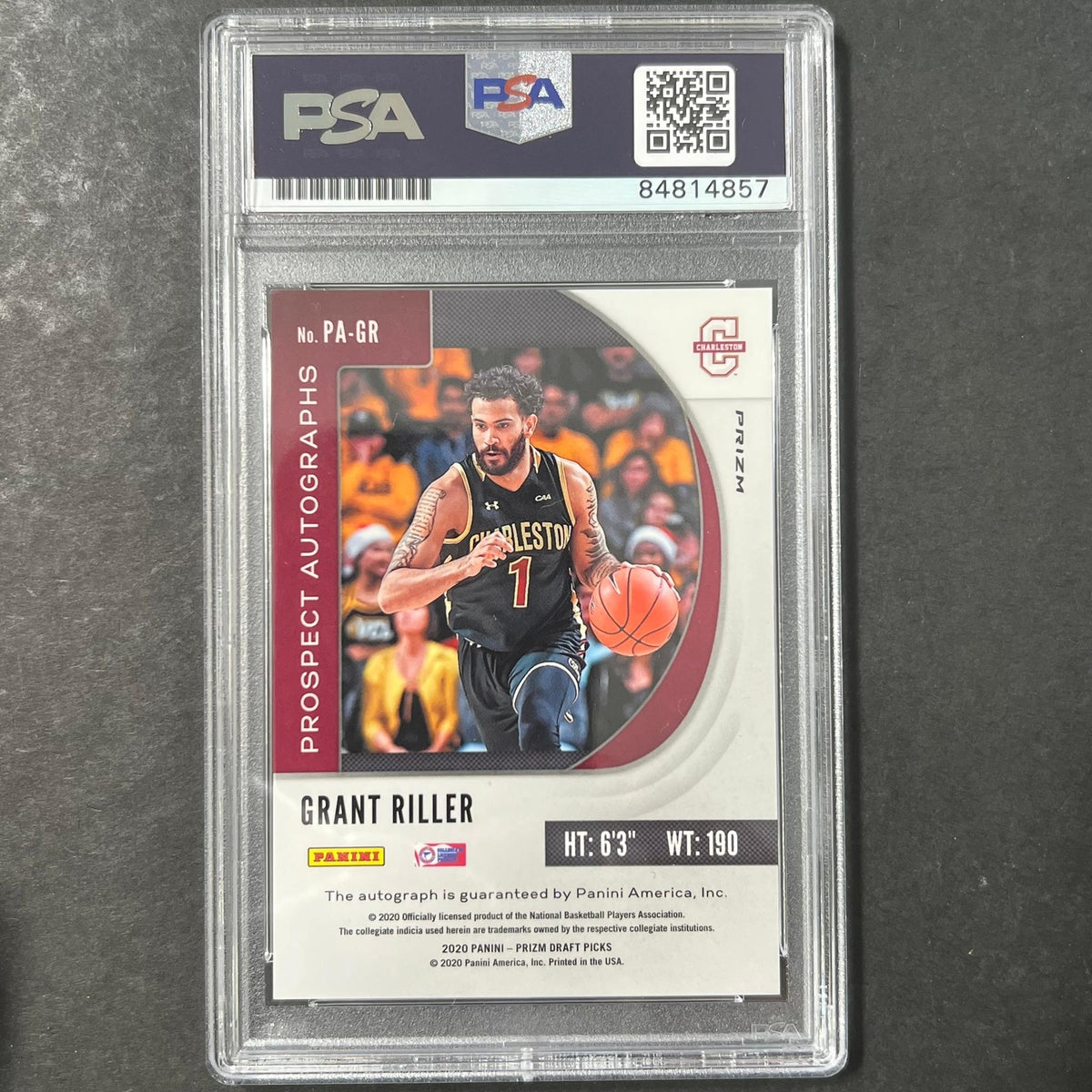 2020 Panini Prizm Draft Picks #PA-GR Grant Riller Signed Card AUTO 10 PSA/DNA Sl