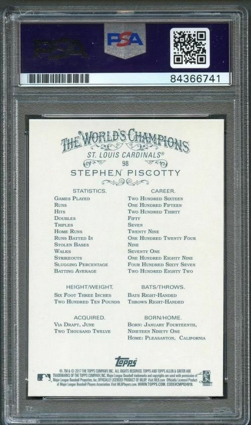2017 Topps Allen and Ginter #98 Stephen Piscotty Signed Card PSA Slabbed Auto Ca