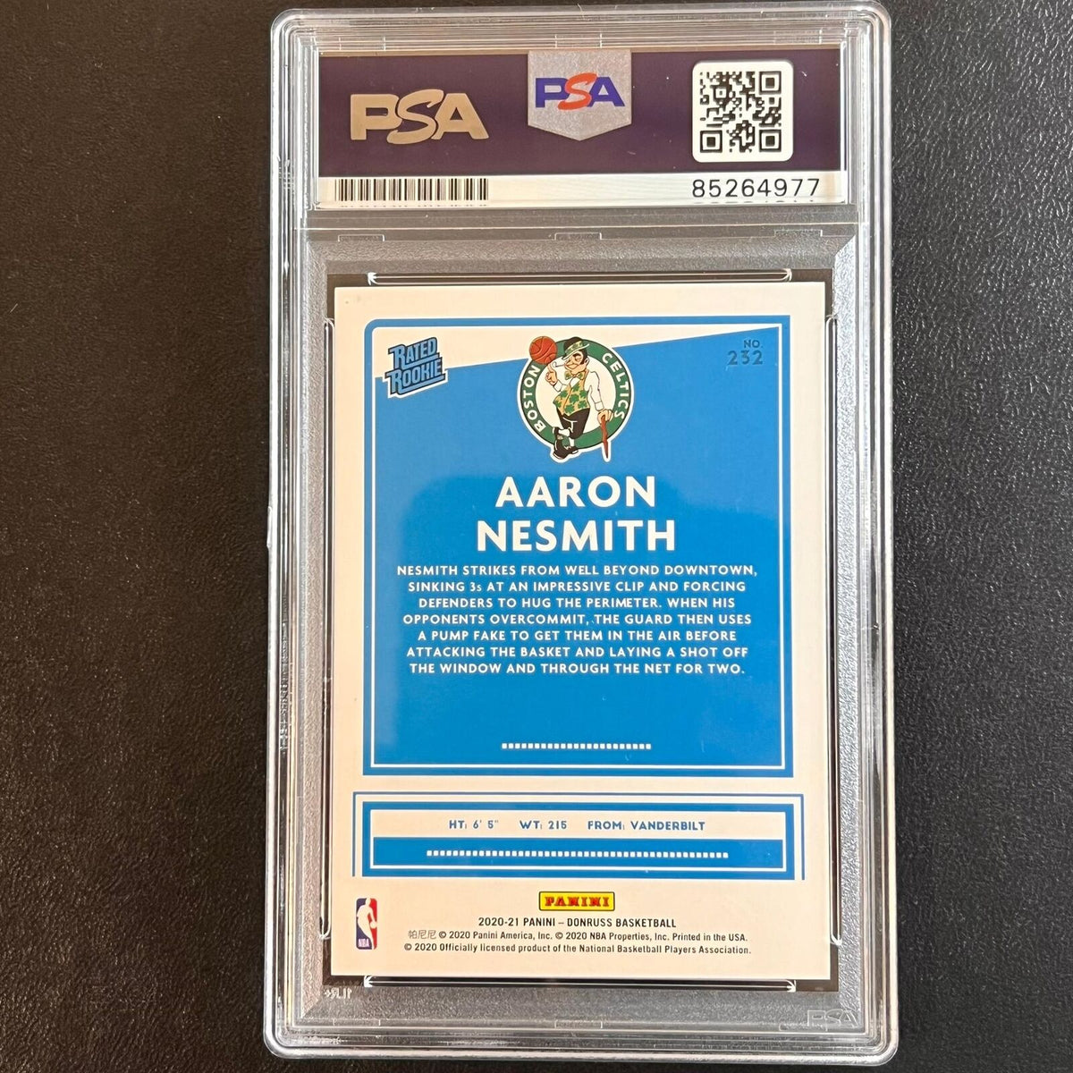 2020-21 Donruss Rated Rookie #232 Aaron Nesmith Signed Card AUTO PSA Slabbed RC