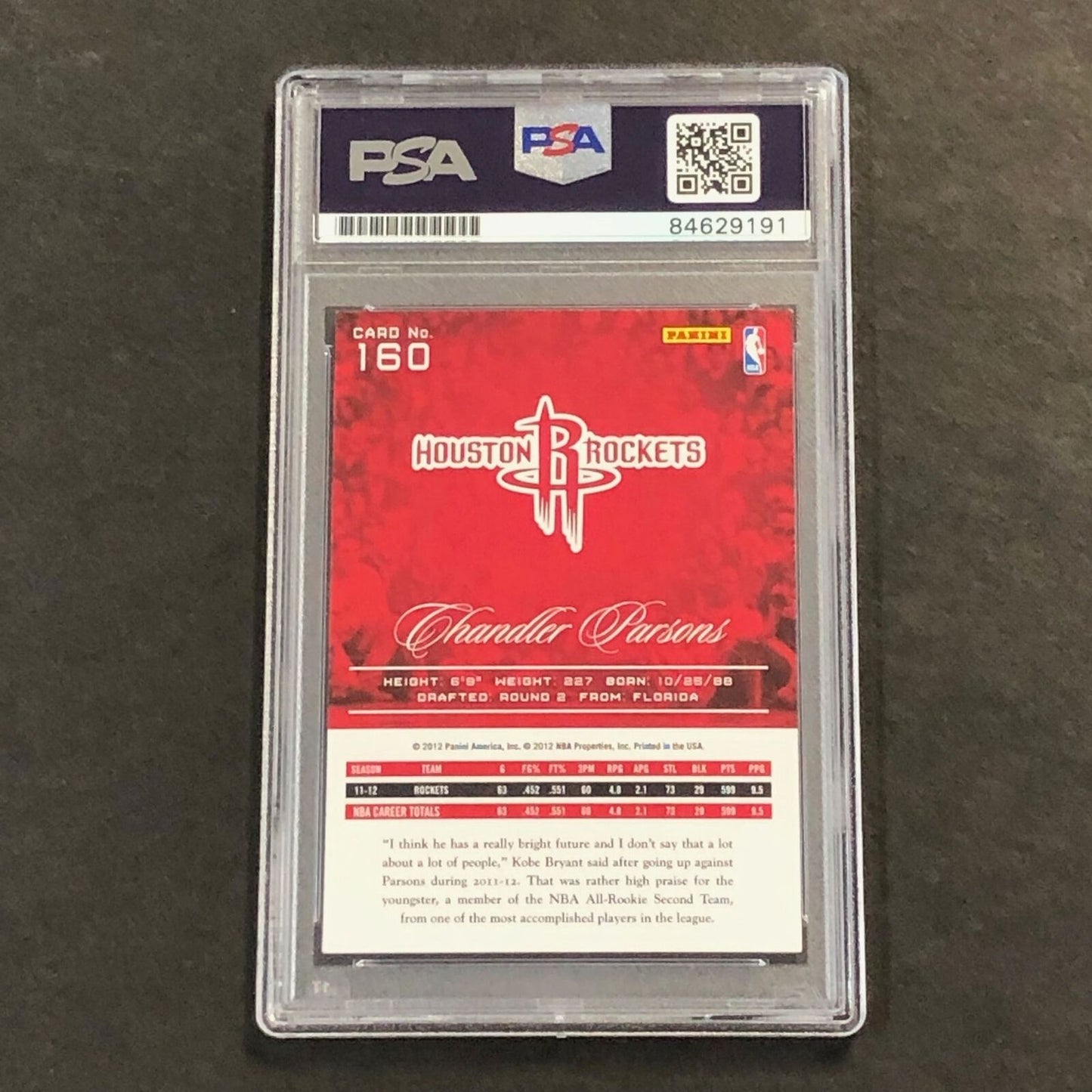 2012-13 Panini Prestige #160 Chandler Parsons Signed Card AUTO 10 PSA Slabbed Ro