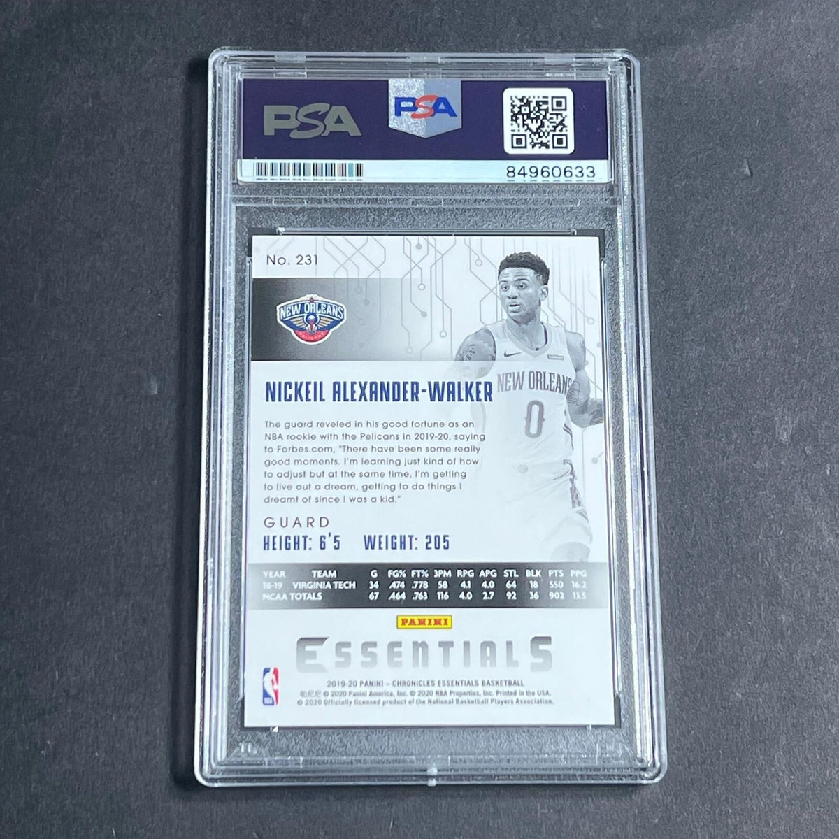 2019-20 Panini Chronicles Essentials #231 Nickeil Alexander-Walker Signed Card A