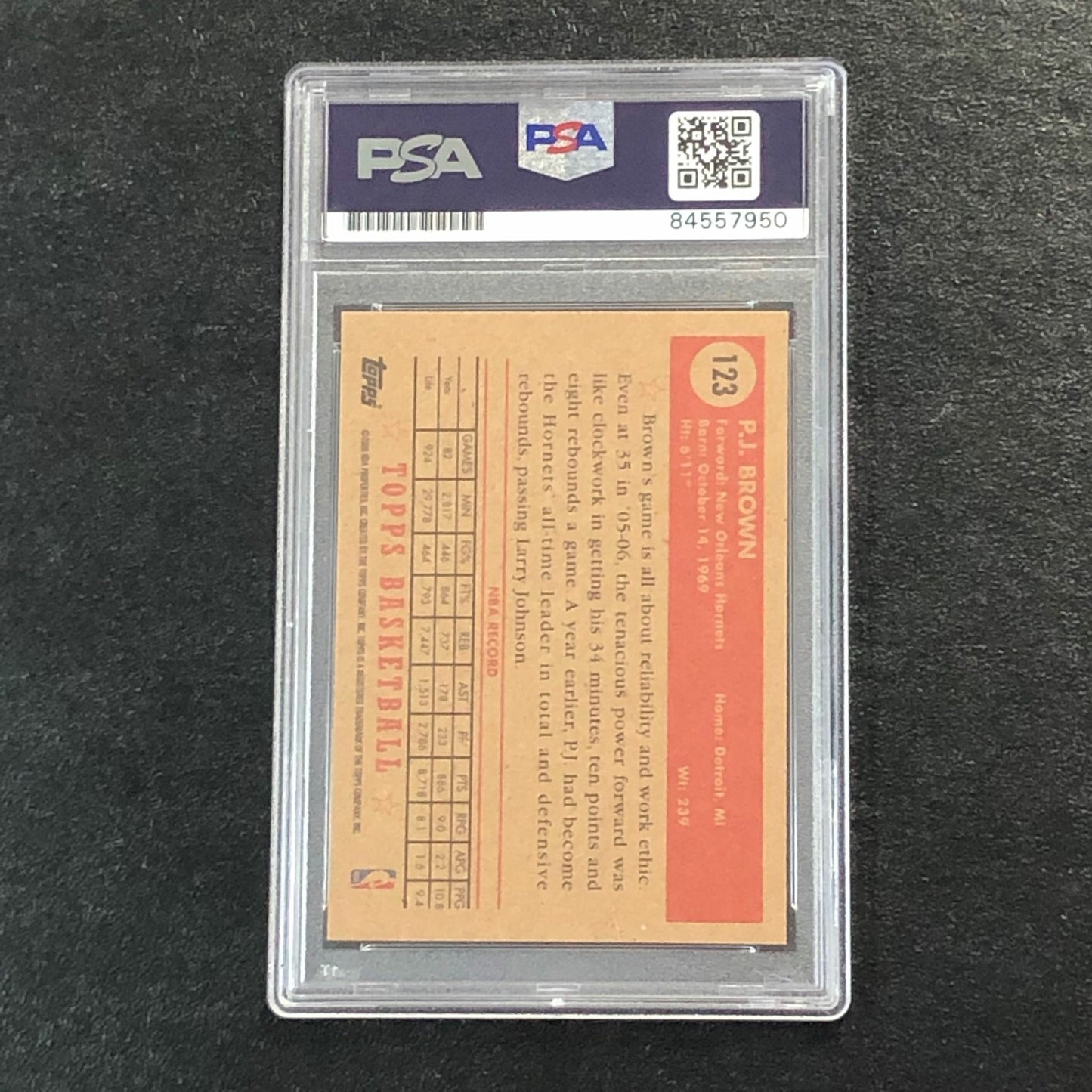 2005-06 Topps 1952 Style #123 PJ BROWN Signed AUTO PSA Slabbed Hornets