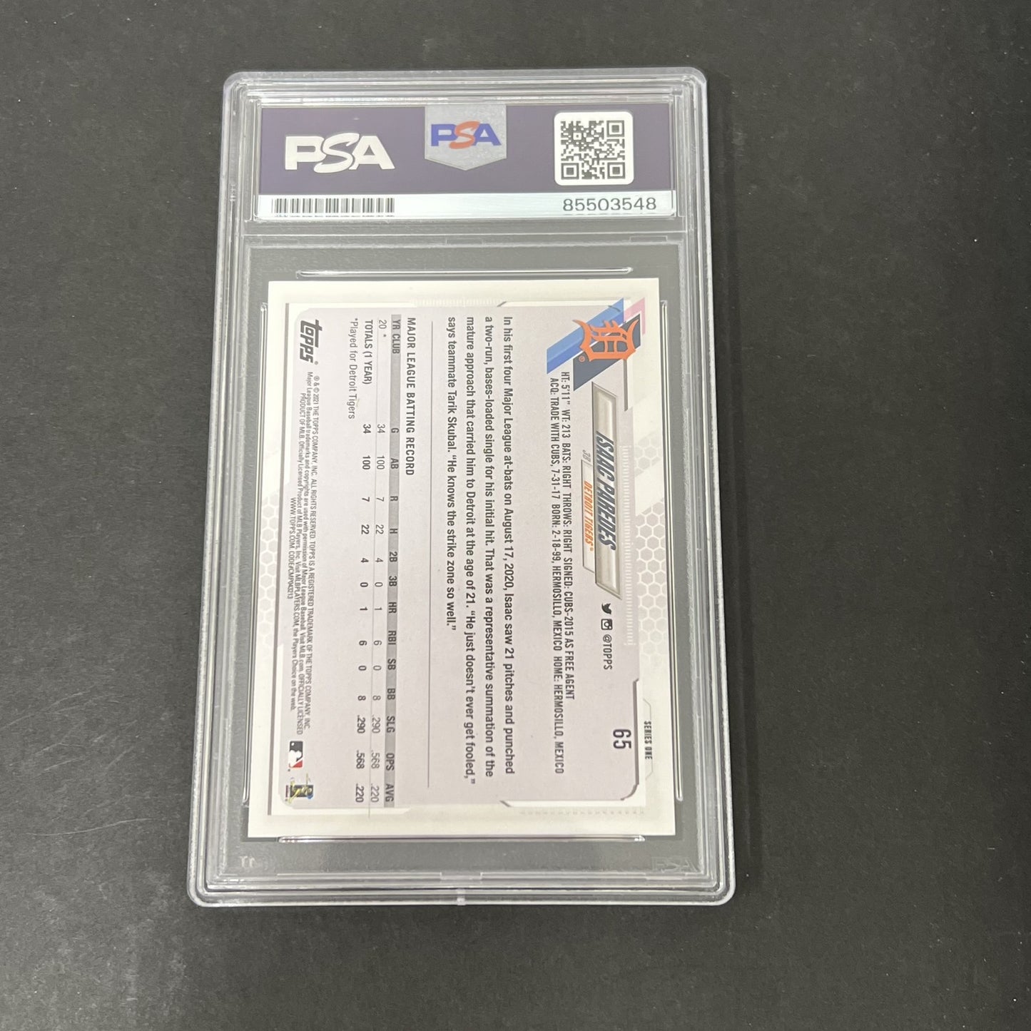 2022 Topps Series 1 #65 Isaac Paredes signed card