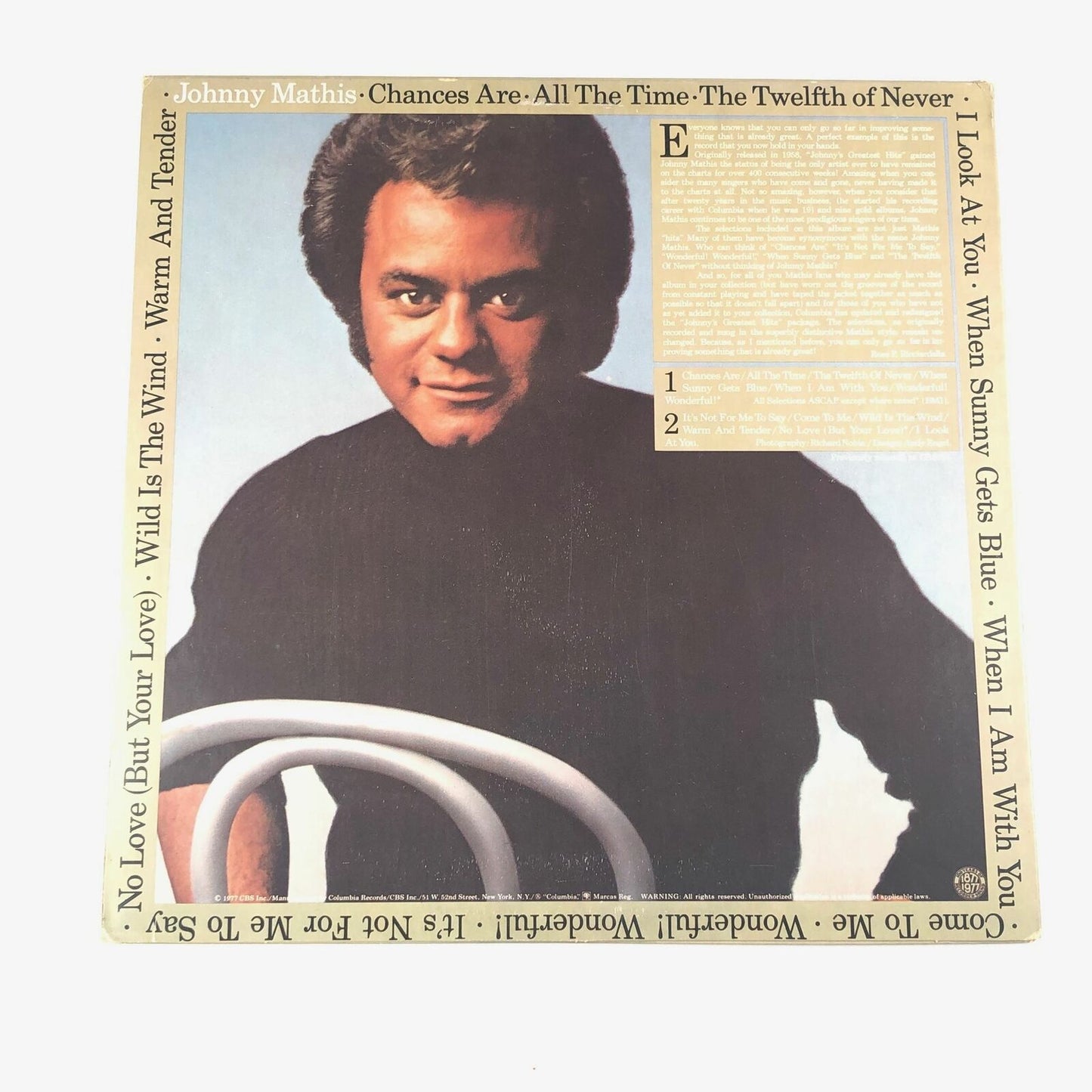 JOHNNY MATHIS LP Vinyl PSA/DNA Johnny's Greatest Hits Album autographed