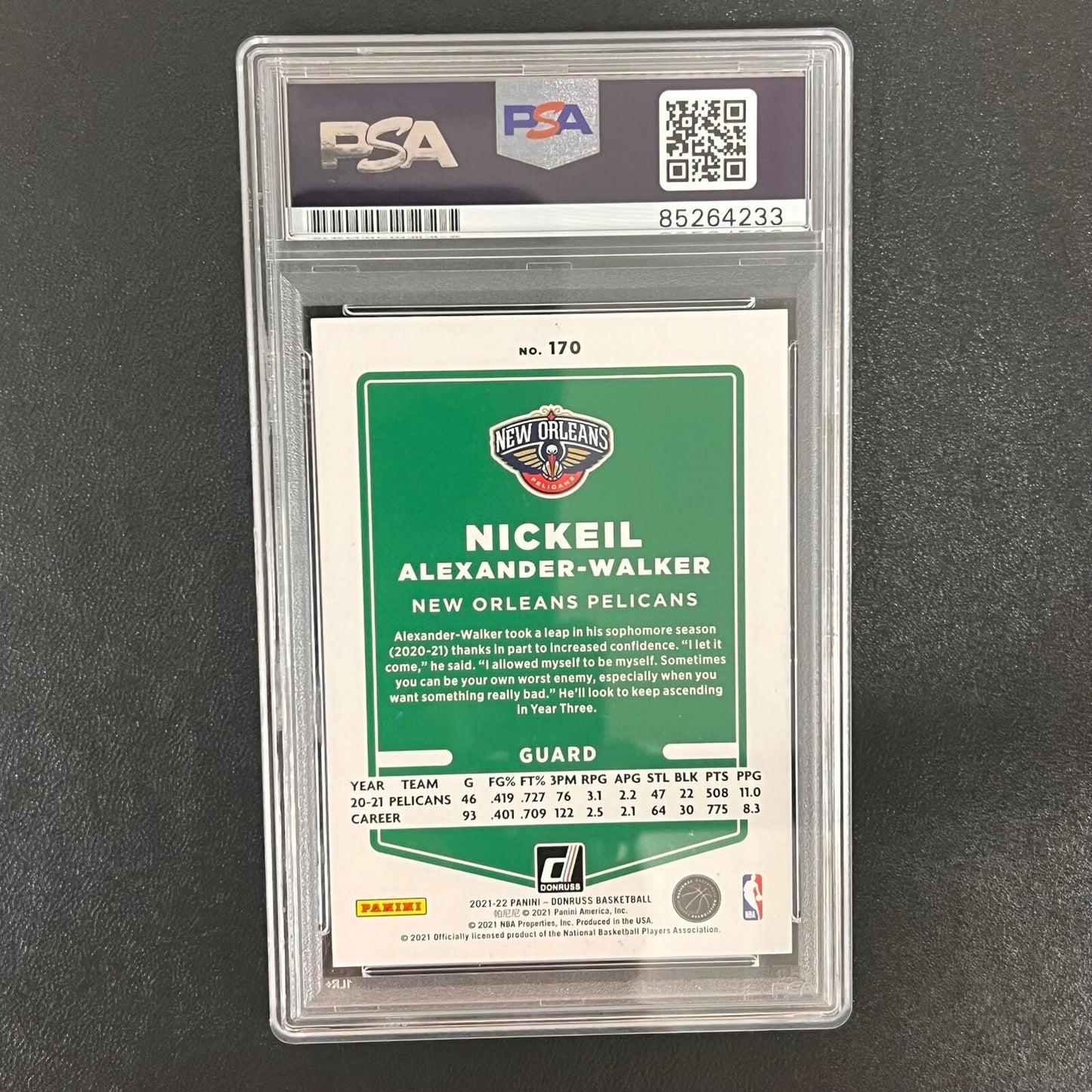 2021-22 Donruss Basketball #170 Nickeil Alexander-Walker Signed Card AUTO PSA Sl
