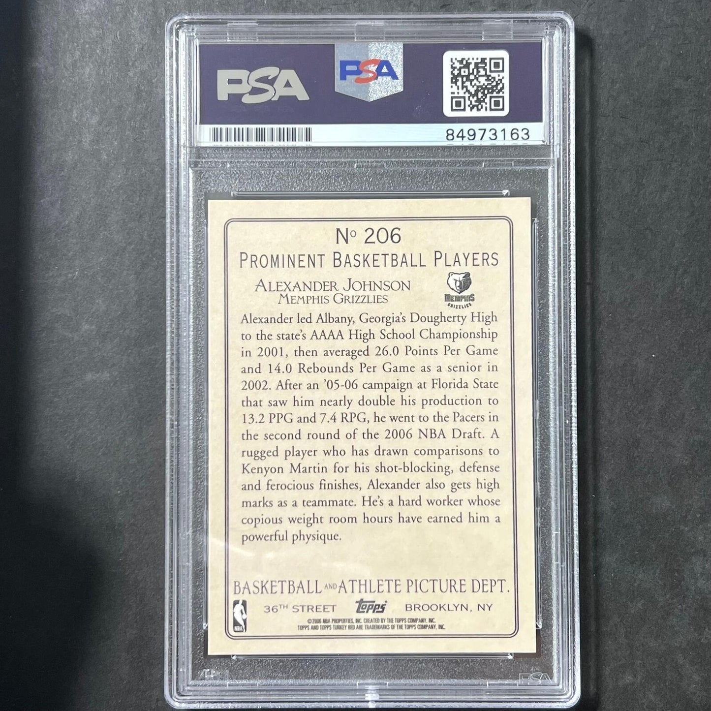 2006-07 Topps Turkey Red #206 Alexander Johnson Signed Card AUTO PSA Slabbed Gri