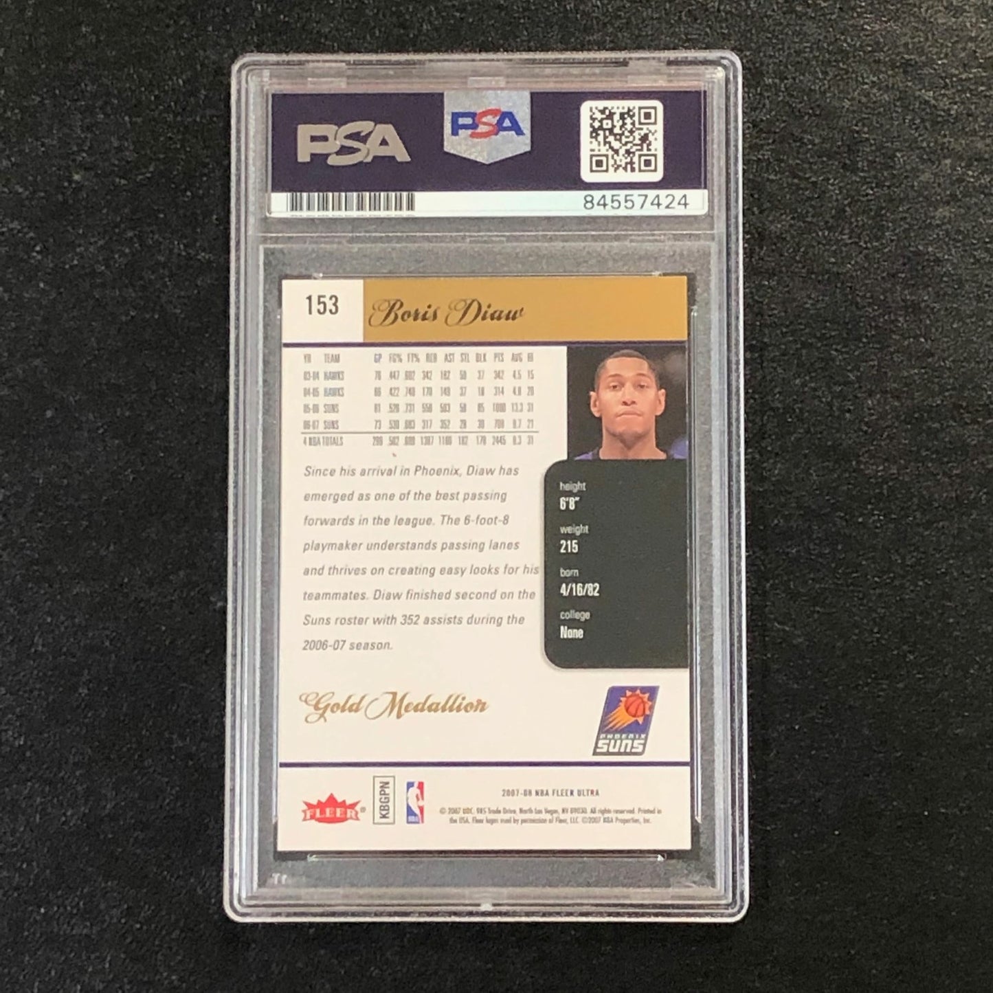 2007-08 Fleer Ultra #153 Boris Diaw Signed Card AUTO PSA Slabbed Suns