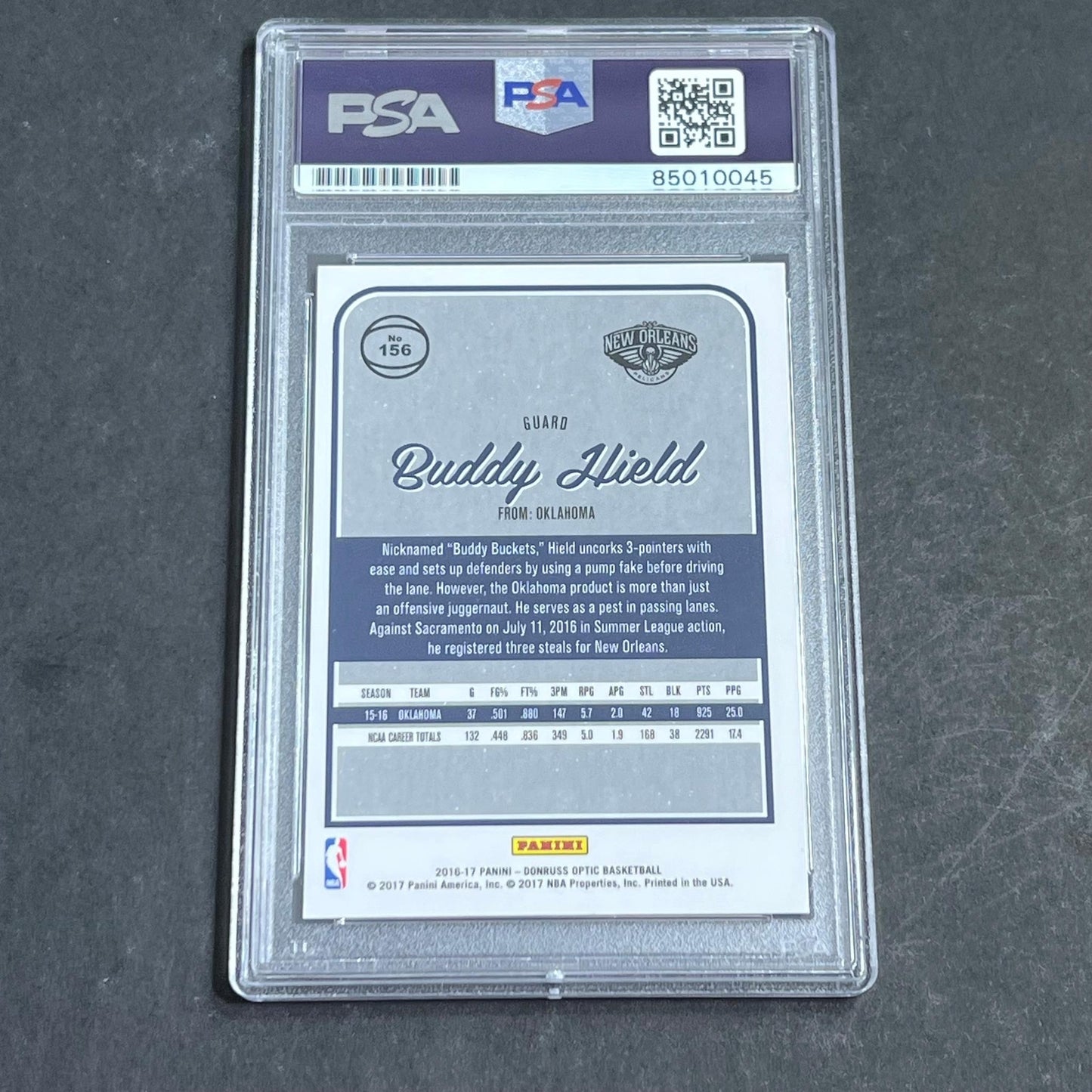 2016-17 Optic Panini #156 Buddy Hield Signed Card AUTO PSA Slabbed Pelicans RC