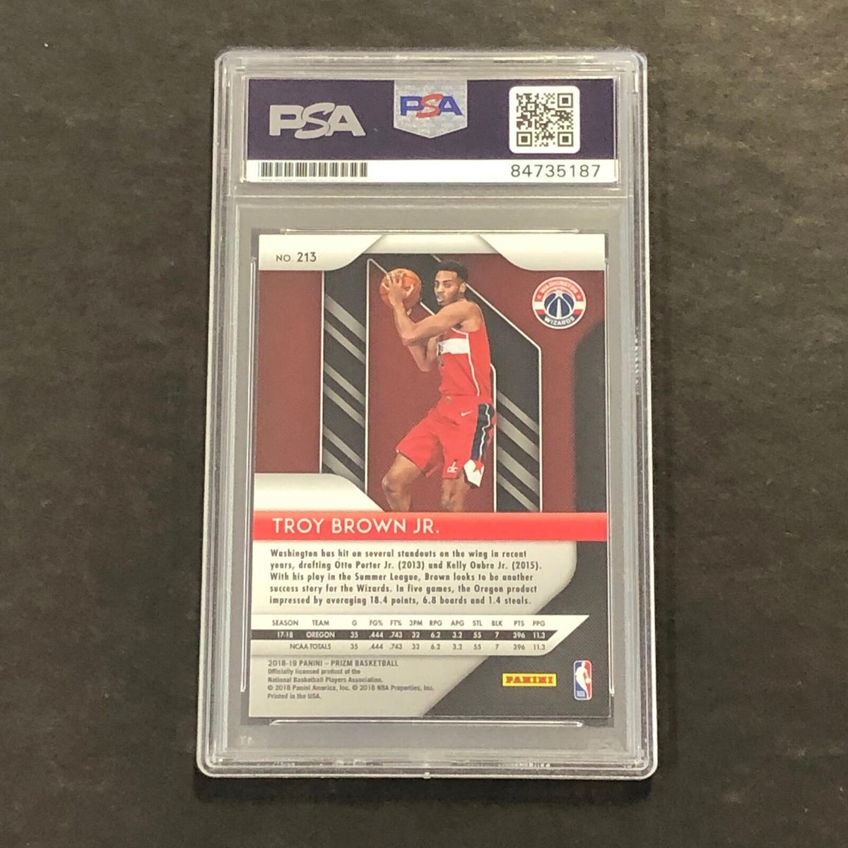 2018-19 Panini Prizm #213 TROY BROWN JR. Signed Card AUTO PSA RC Rookie Slabbed