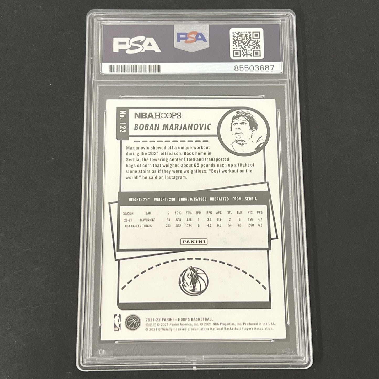 2021-22 Panini NBA Hoops #122 Boban Marjanovic signed card PSA