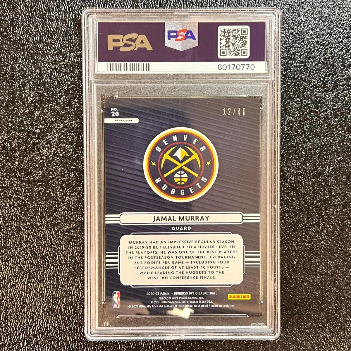 2020 Panini Donruss Optic Elite Dominators-Blue #20 Jamal Murray Signed Mint 9 A