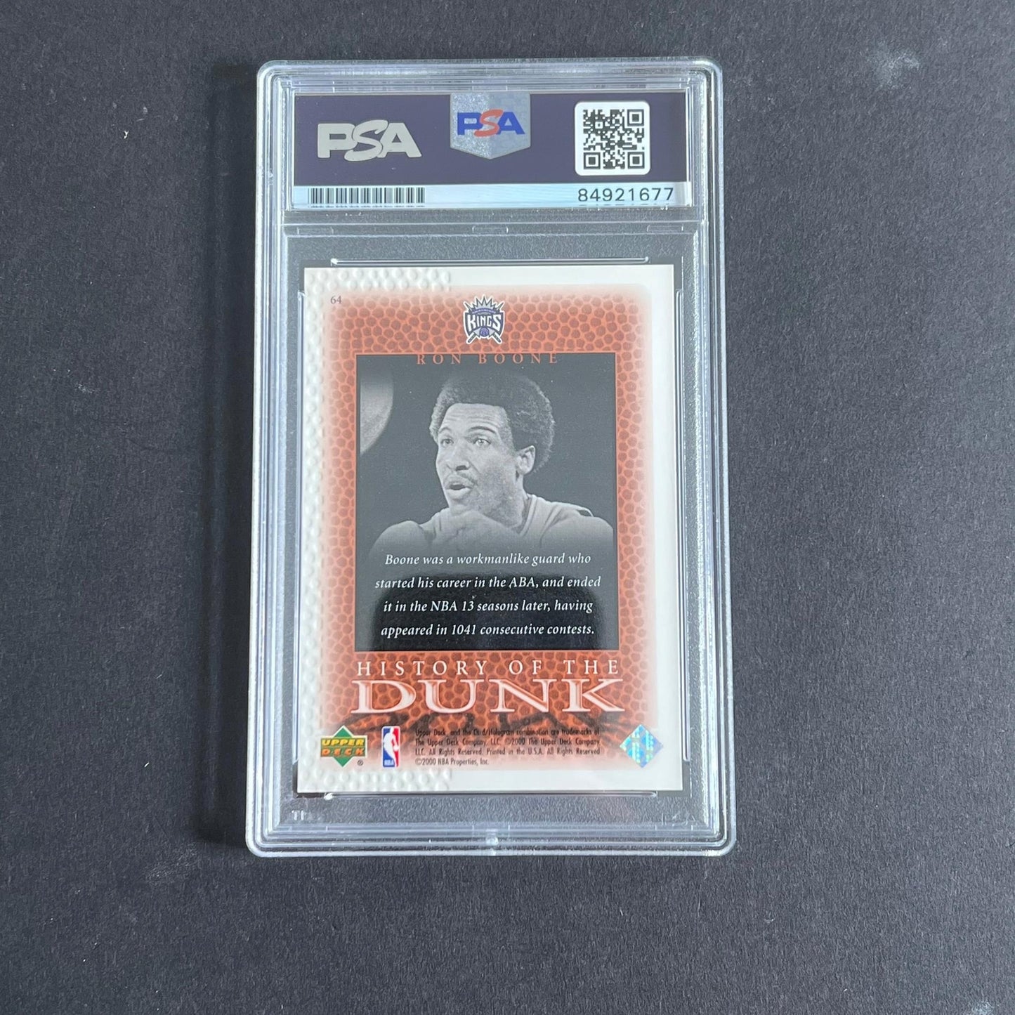 1999-00 UpperDeck Legends #64 RON BOONE Signed AUTO 10 PSA Kansas City Kings Sla