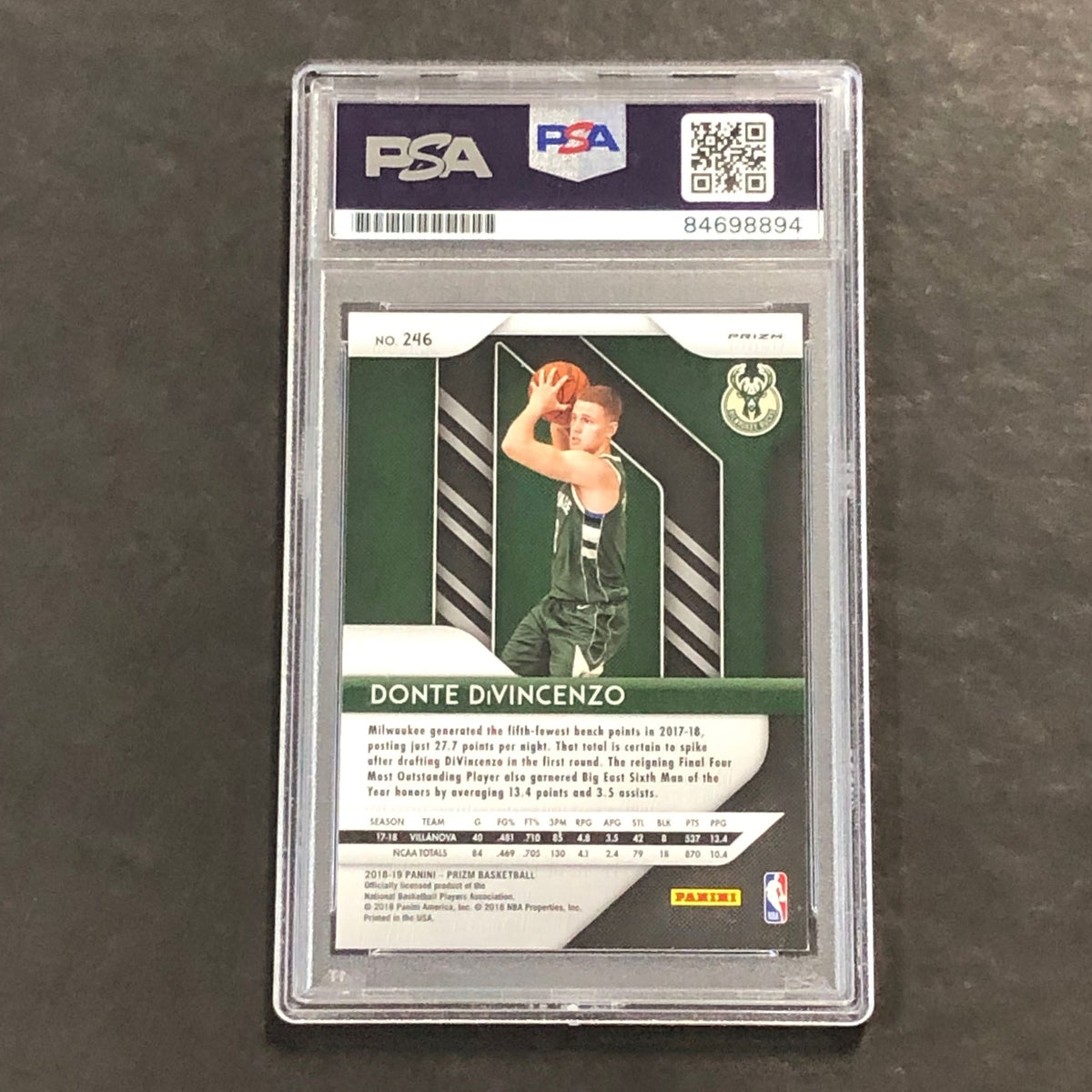 2018-19 Panini Prizm #246 DONTE DIVINCENZO Signed Card AUTO PSA/DNA Slabbed RC B