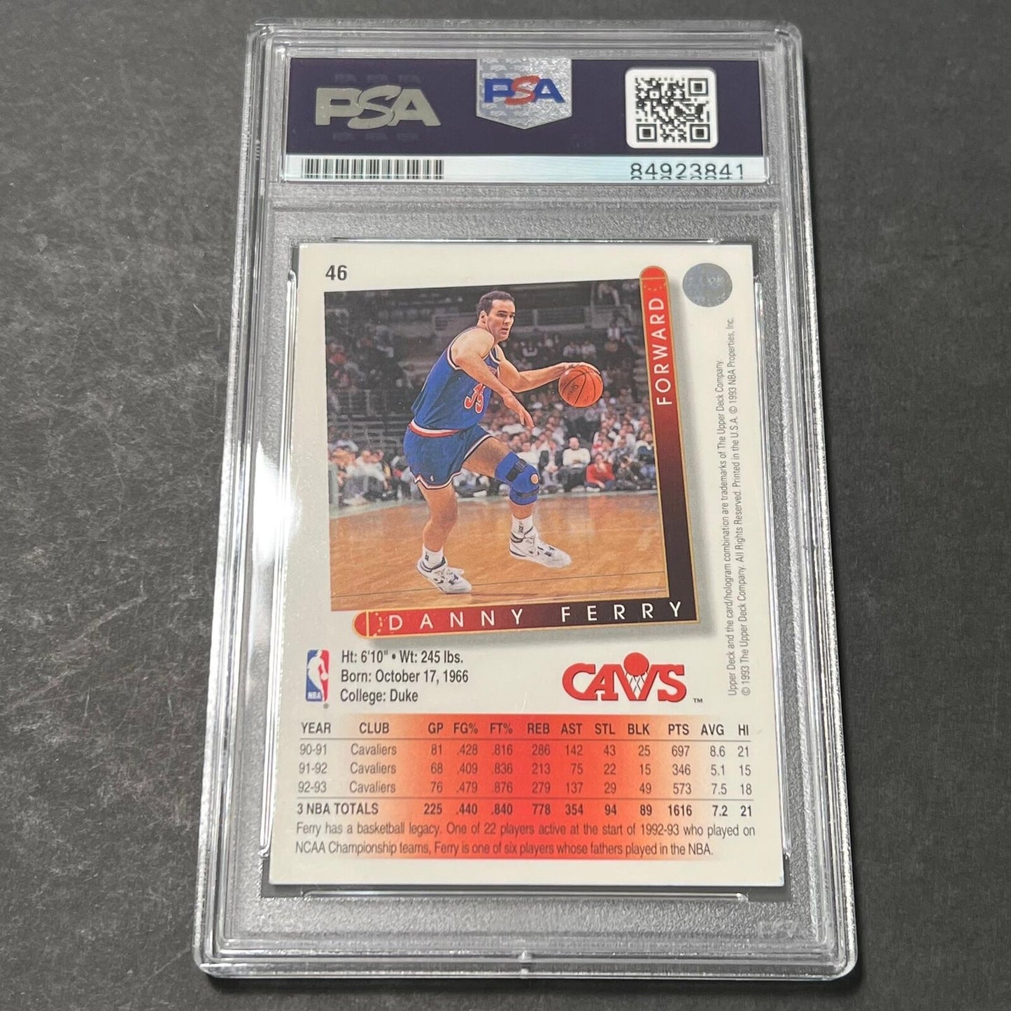 1993-94 Upper Deck #46 Danny Ferry Signed Card AUTO PSA Slabbed