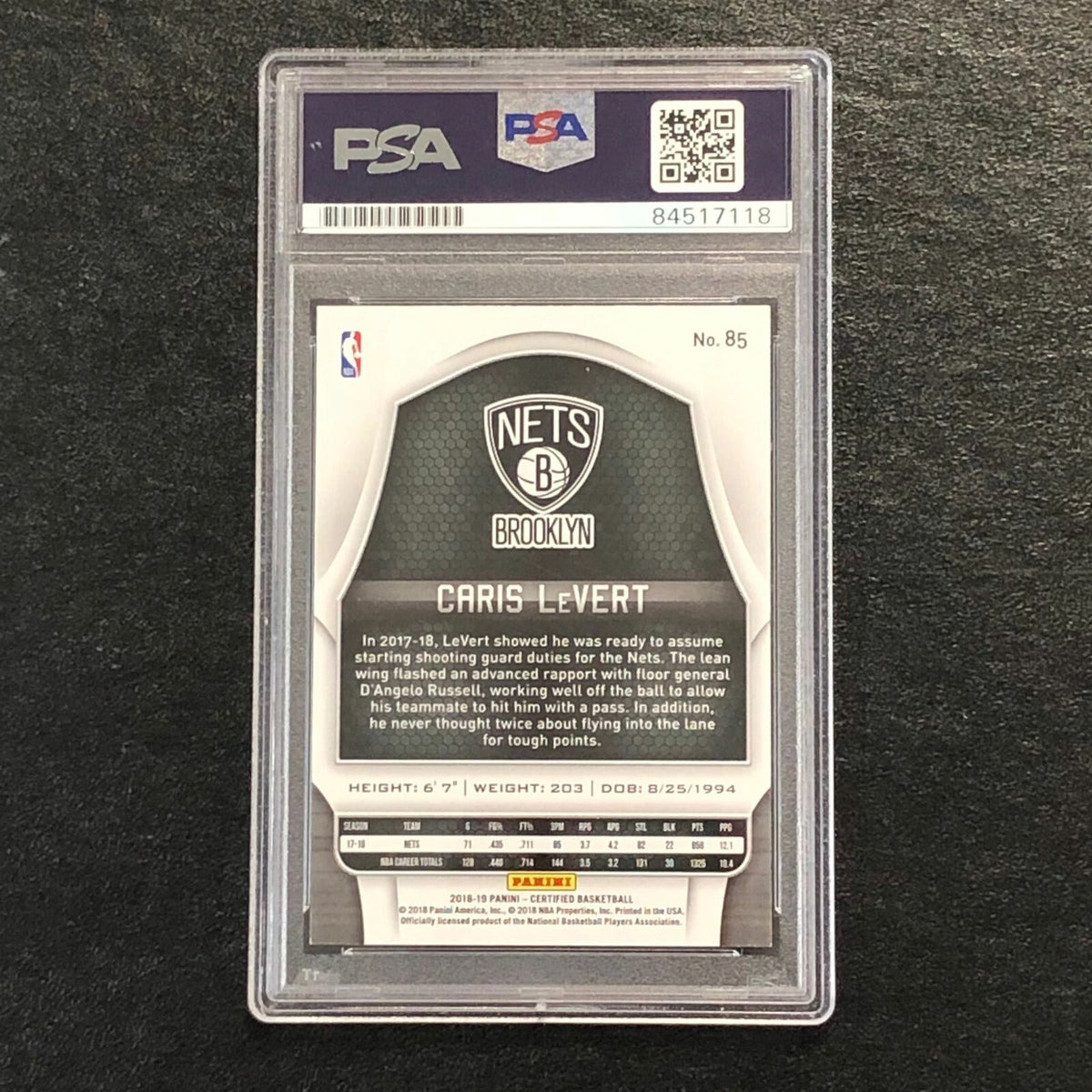 2018-19 Panini Certified #85 Caris LeVert Signed Card AUTO PSA Slabbed Nets